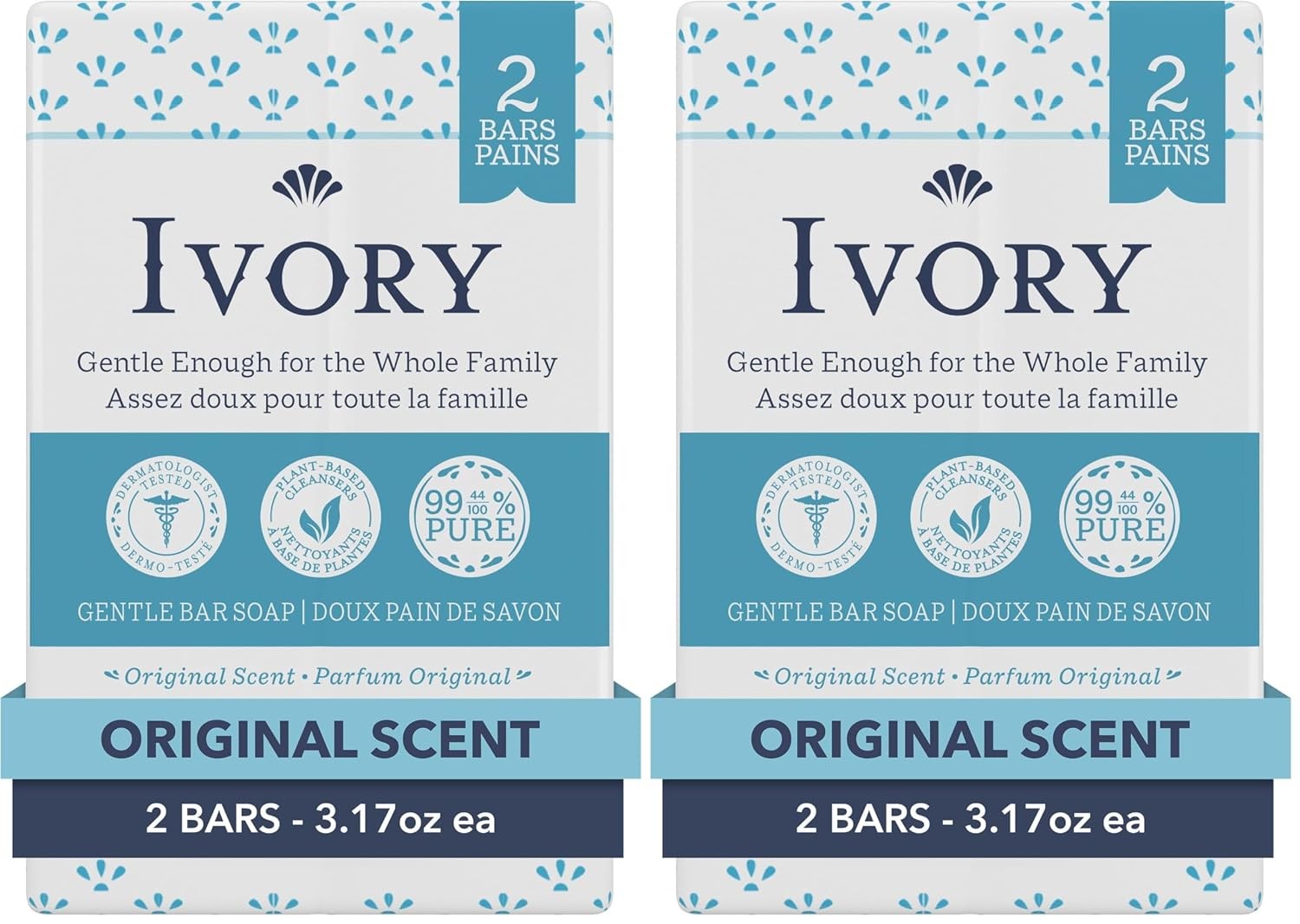 Ivory Gentle Bath Bar Soap, Designed for Whole Family, 99.44% Pure Formula with