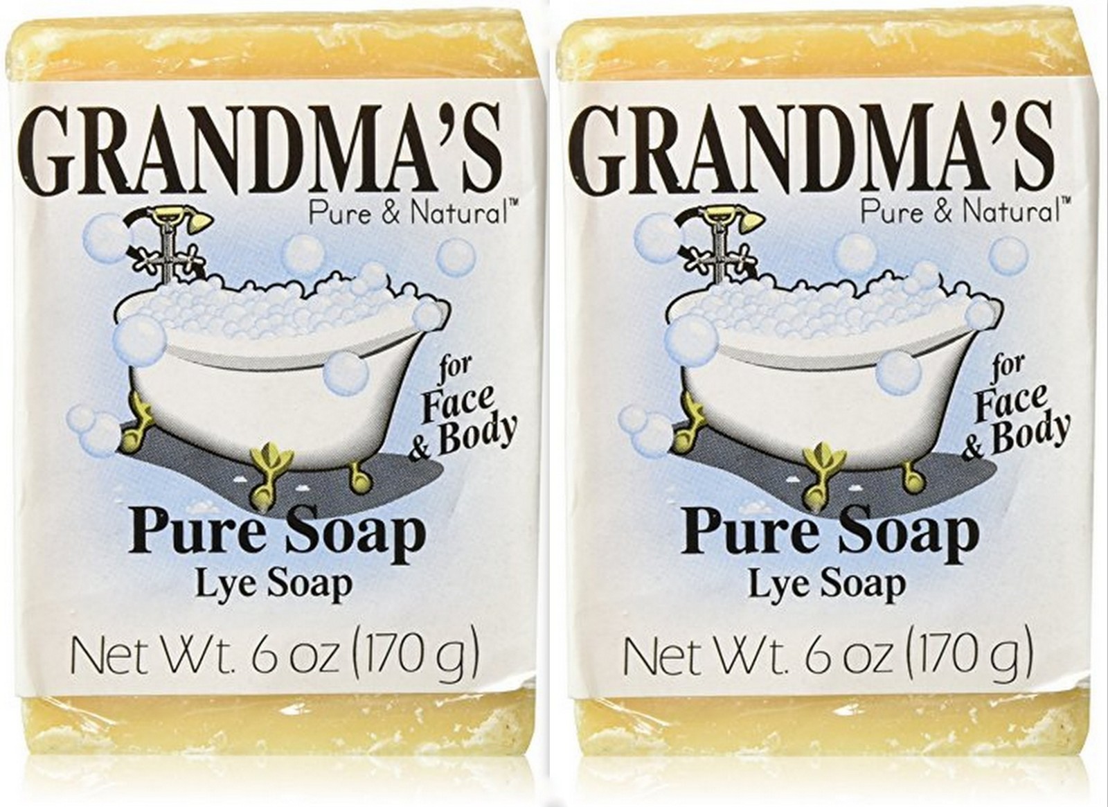 Grandma’s Lye Soap Pure & Natural 6oz Bar Unscented ( 2 pack )