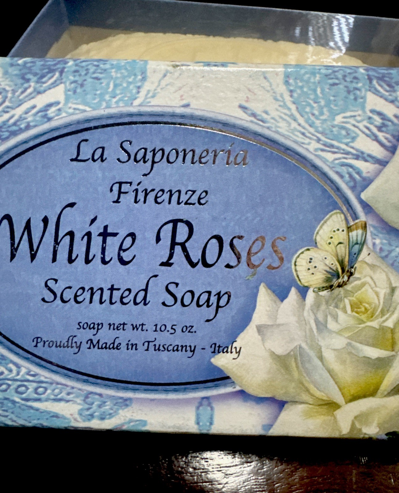 La Saponeria Firenze WHITE ROSES Scented Tuscan Italian Soap Large Bar 10.5