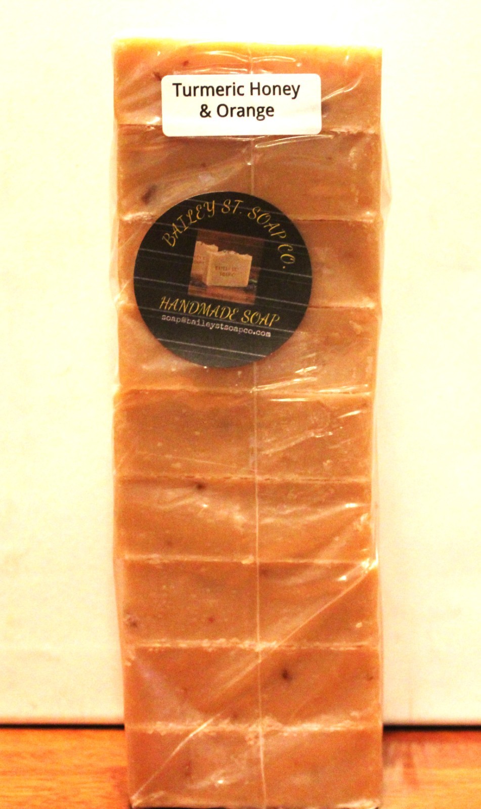 Turmeric Honey & Orange Cold Processed handmade soap loaf, 9 precut bars