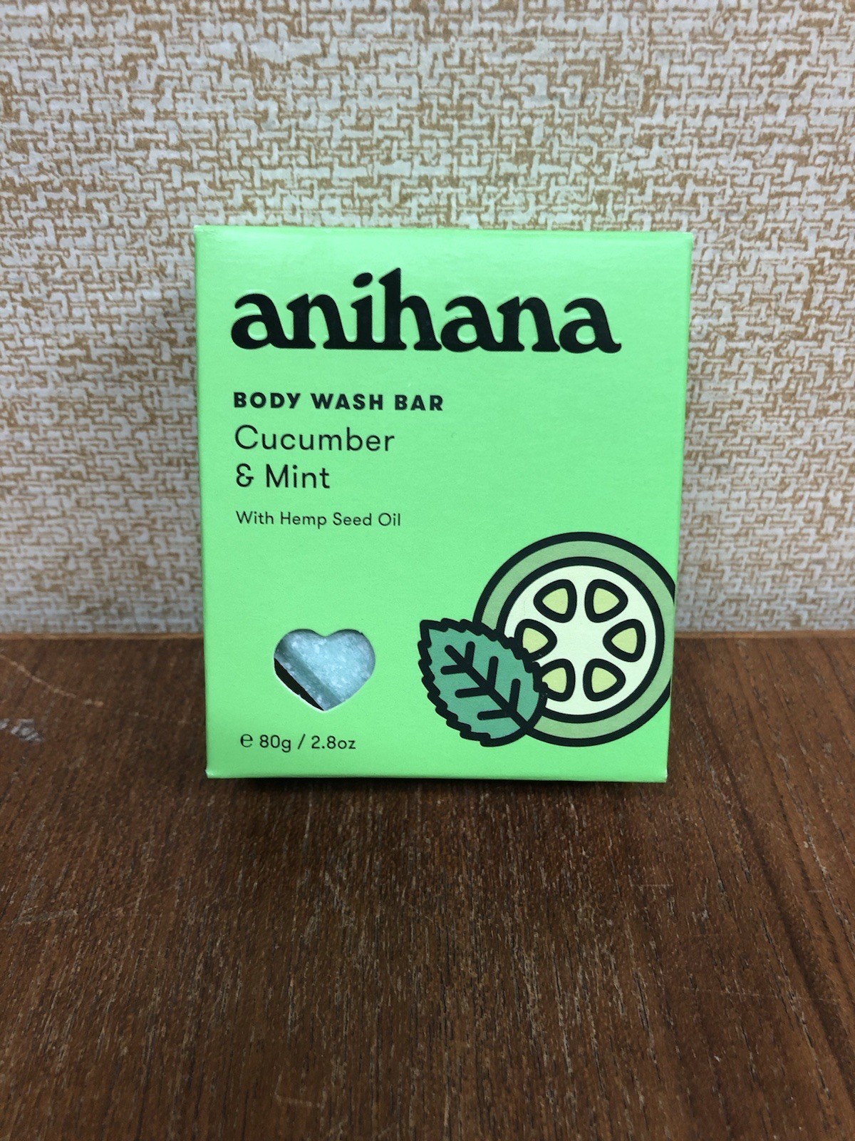 1 ANIHANA Body Wash Bars – Cucumber & Mint – 2.8 oz/bar Hemp Seed Oil