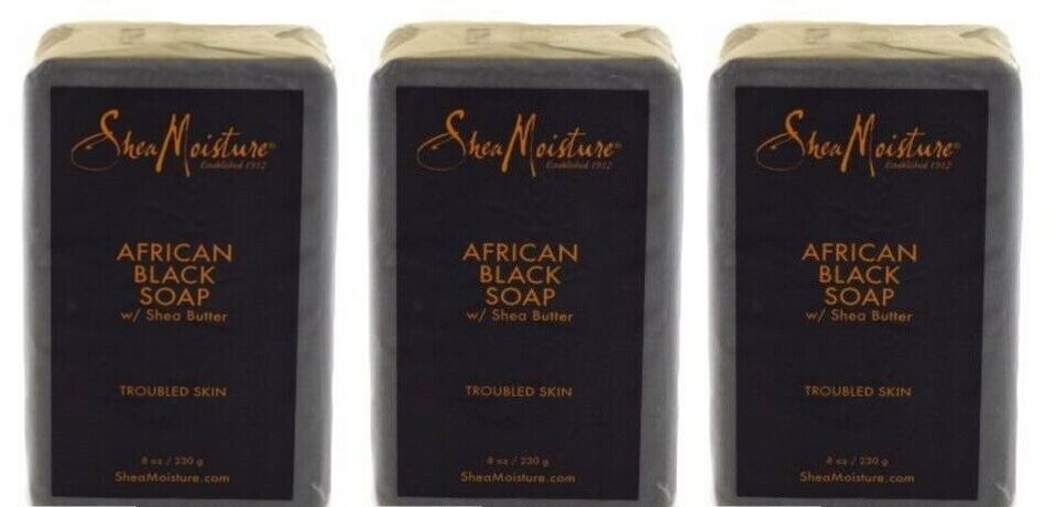 BL Shea Moisture Soap 8 oz Bar African Black With Shea Butter – THREE PACK