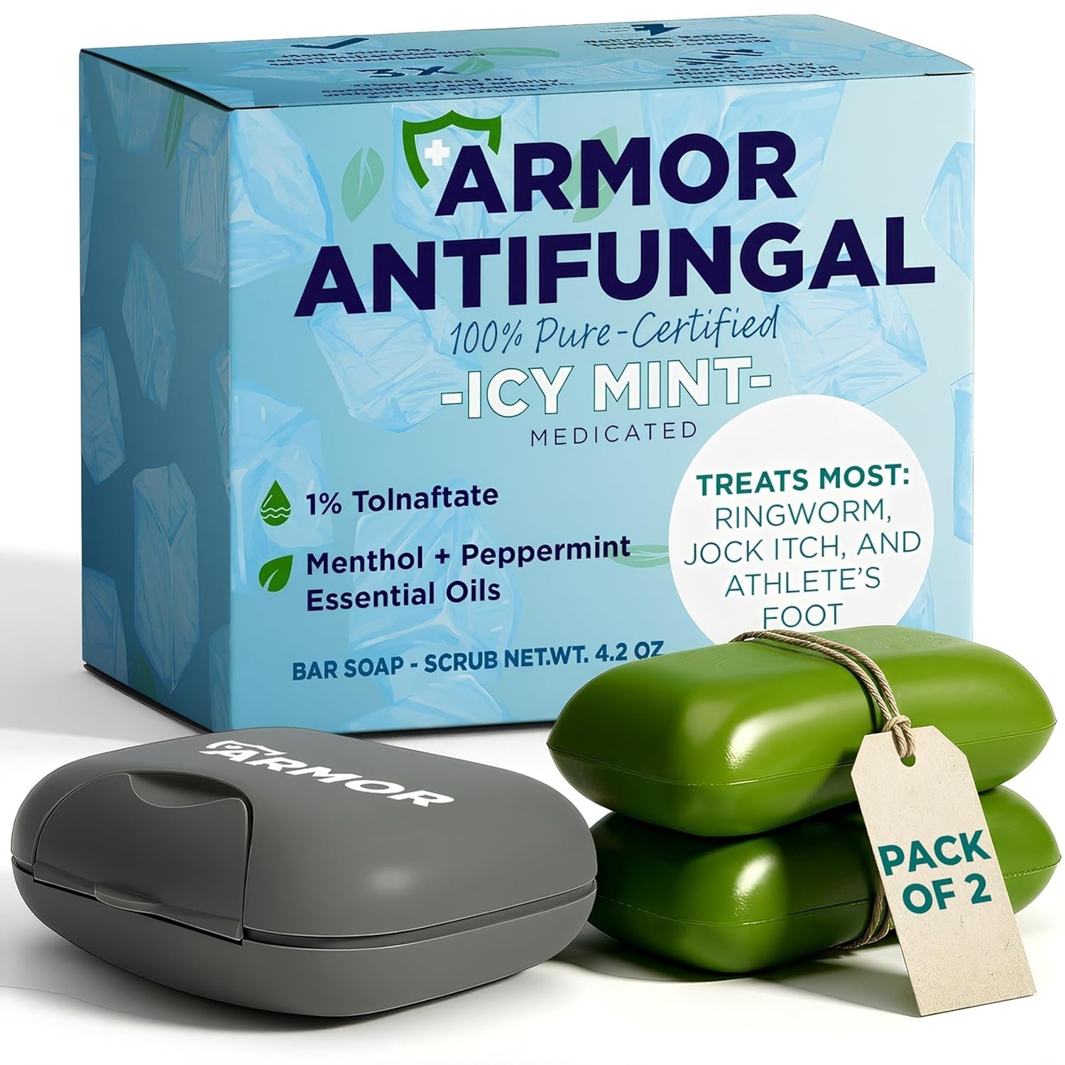 Antifungal Soap Infused with Peppermint Essential Oil | Medicated Tolnaftate 1%