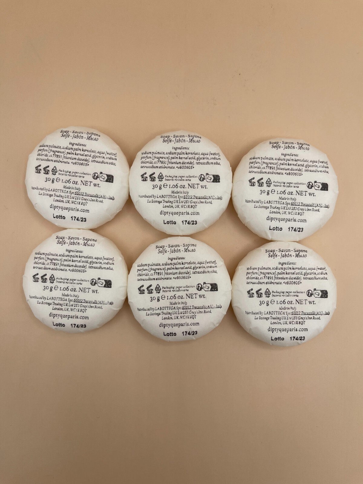 NEW Set of 6 Diptyque Philosykos Round Soap Bar 30g/1.06oz each – Saint Germain