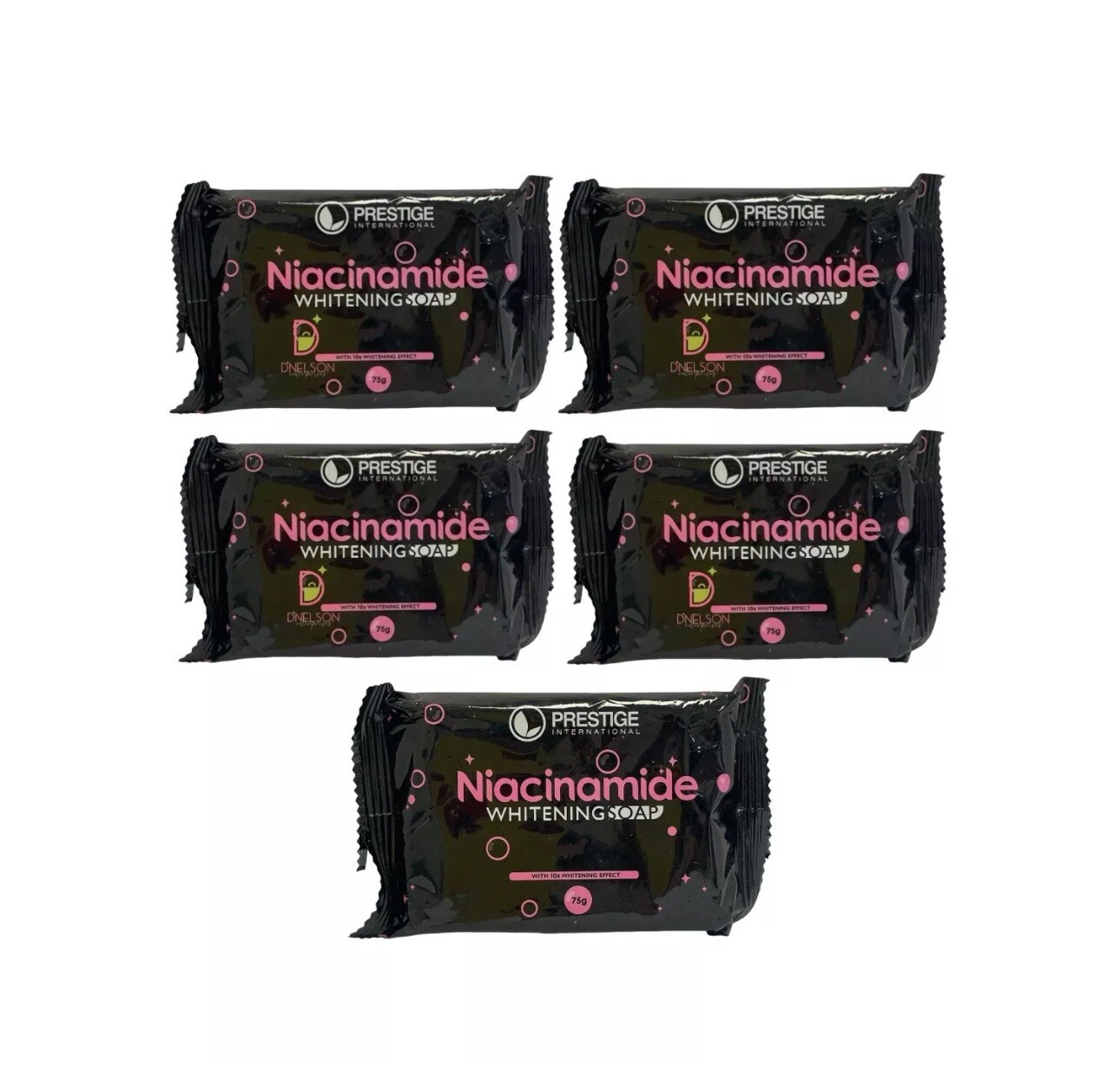 5 Bars Prestige International Niacinamide Whitening Soap, 75g Each