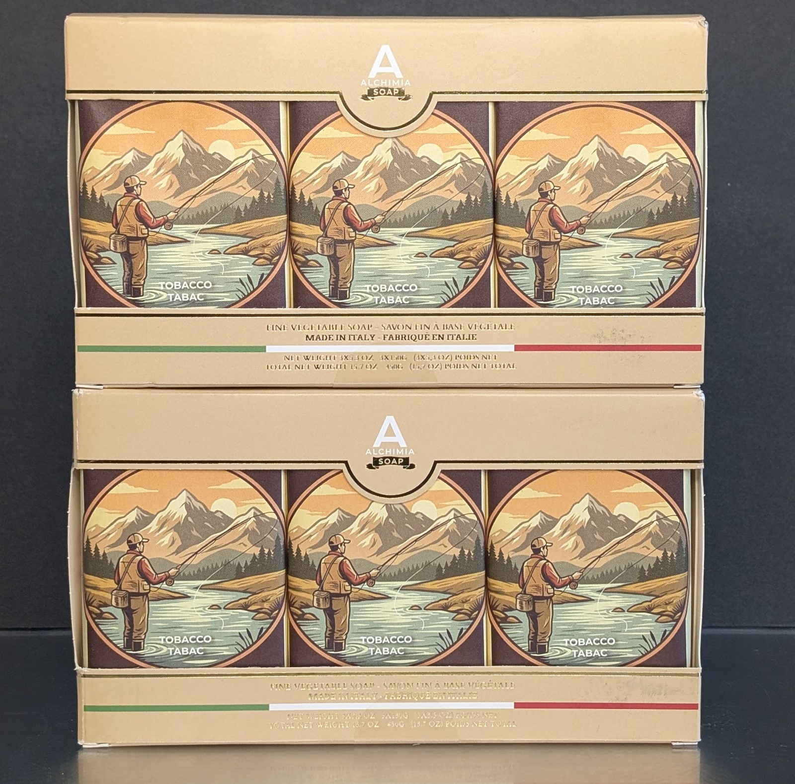 TOBACCO by ALCHIMIA FINE VEGETABLE SOAP 5.3oz NIB (2) 3 PACKS TOTAL OF 6 BARS
