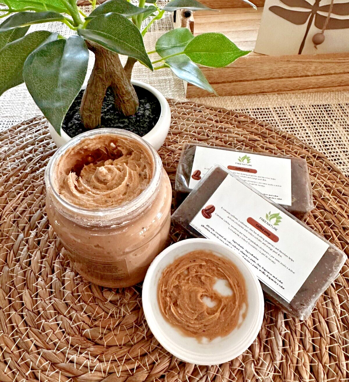 Free Nature set 3 pieces, Brown Paste Soap, Coffe Soap, Organic, from Mexico