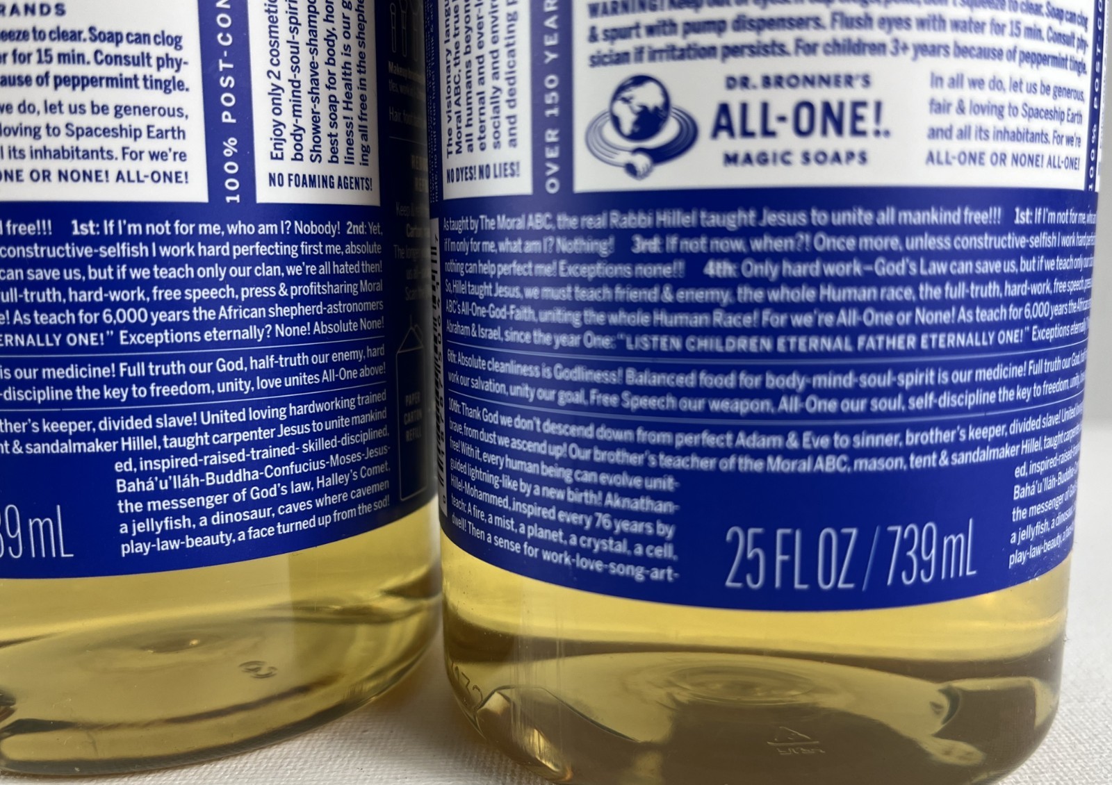 Dr Bronner’s Peppermint Pure-Castile Soap, 25oz x 2 bottles New