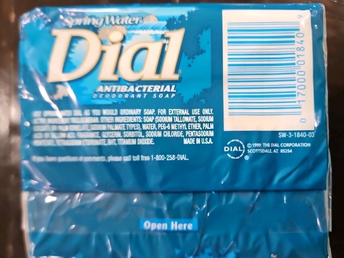 Vintage Dial SPRING WATER Antibacterial Deodorant Bar Soap, 4oz, 3ct pack Sealed