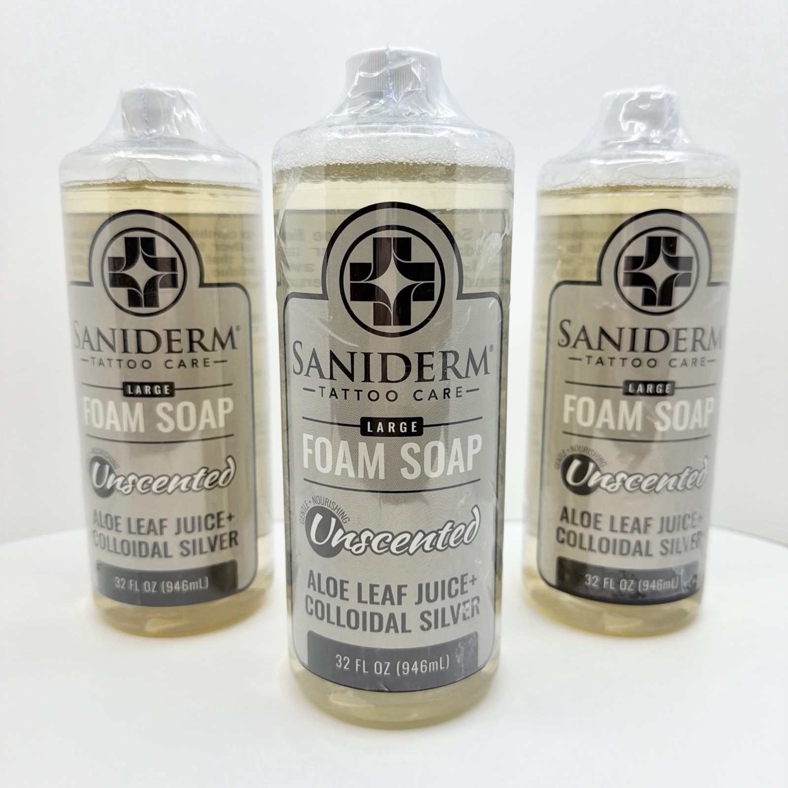 Saniderm Foaming Tattoo Soap 32oz 3 PACK Shop Size Gentle Natural Soap NEW