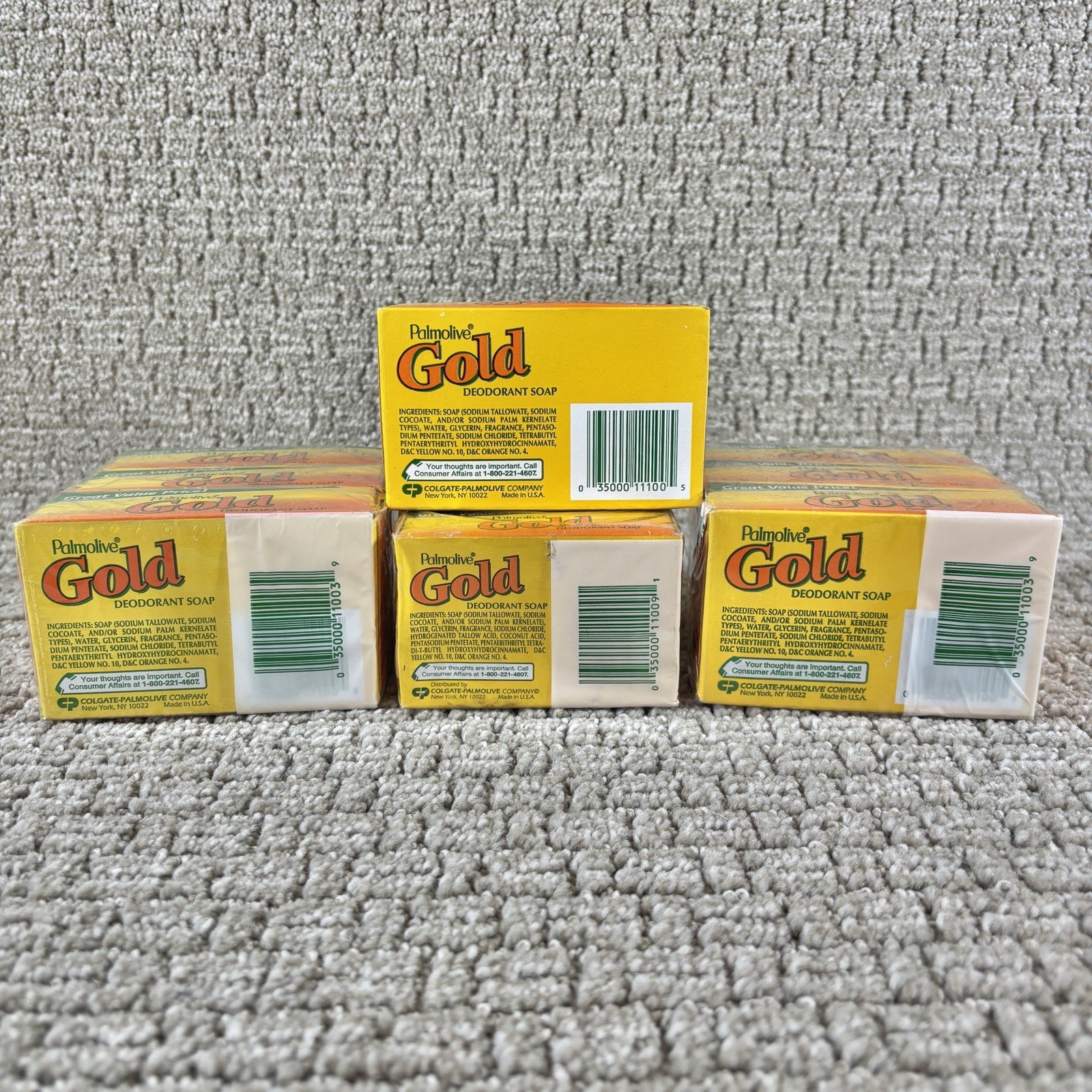 New Sealed Lot Of 10 Vintage Palmolive GOLD Deodorant Bar Soap 4 & 3.2 oz NOS