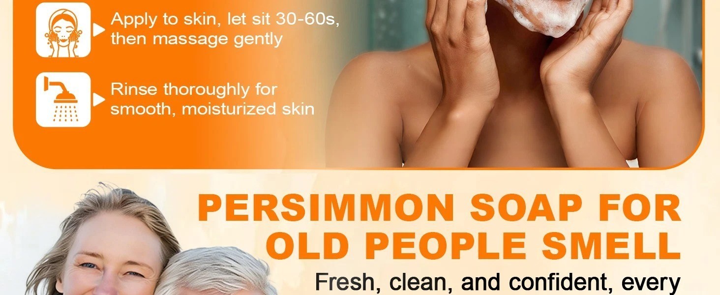 5 Pack Persimmon Soap Bar Body Odor Control Natural Deodorant for Men & Women