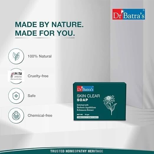 Dr Batra Skin Clear Soap, Enriched with Berberis aquifolium,Echinacea 75g x 4