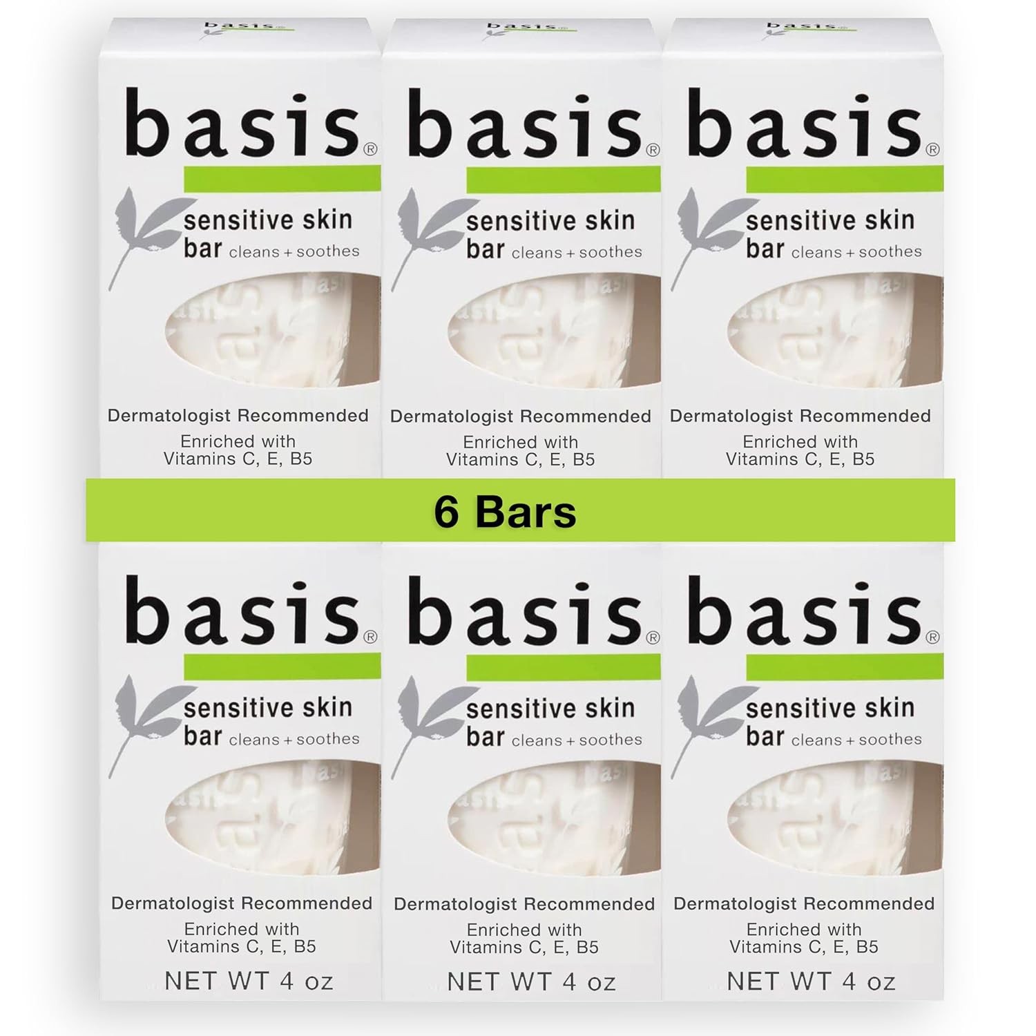 Basis Sensitive Skin Bar Soap for Body, Hands and Face, Unscented Bar…