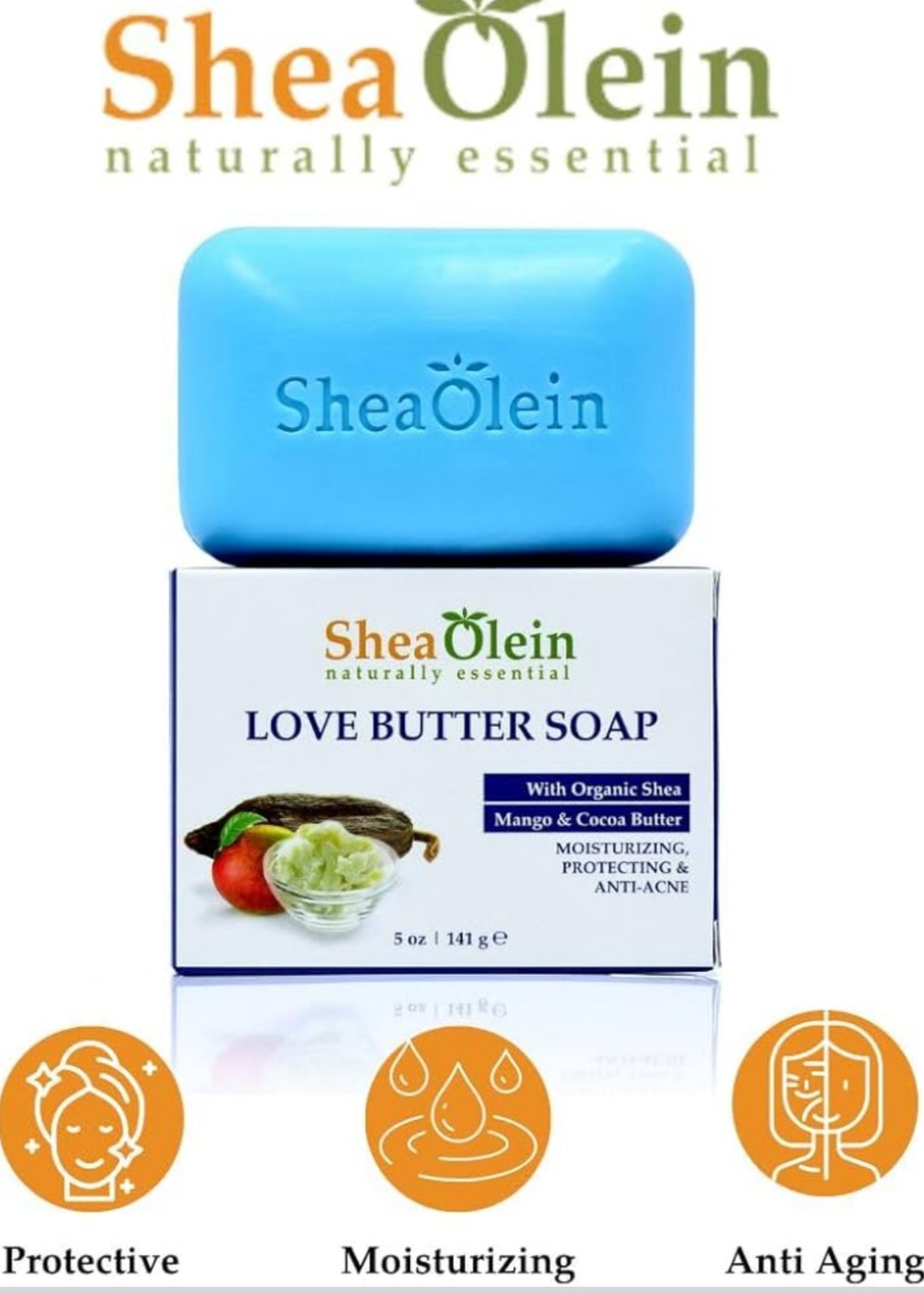 Shea Olein Organic 5 oz Love Butter Soap with Shea Butter, Mango Butter & Coc…