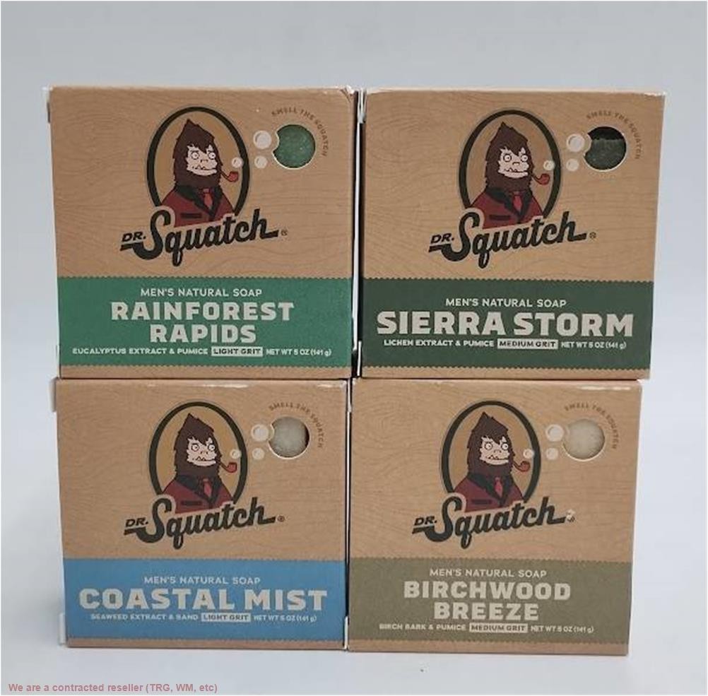 LOT OF 4!! DR. SQUATCH Mens Bar Soap – Storm, Rainforest, Breeze, Mist
