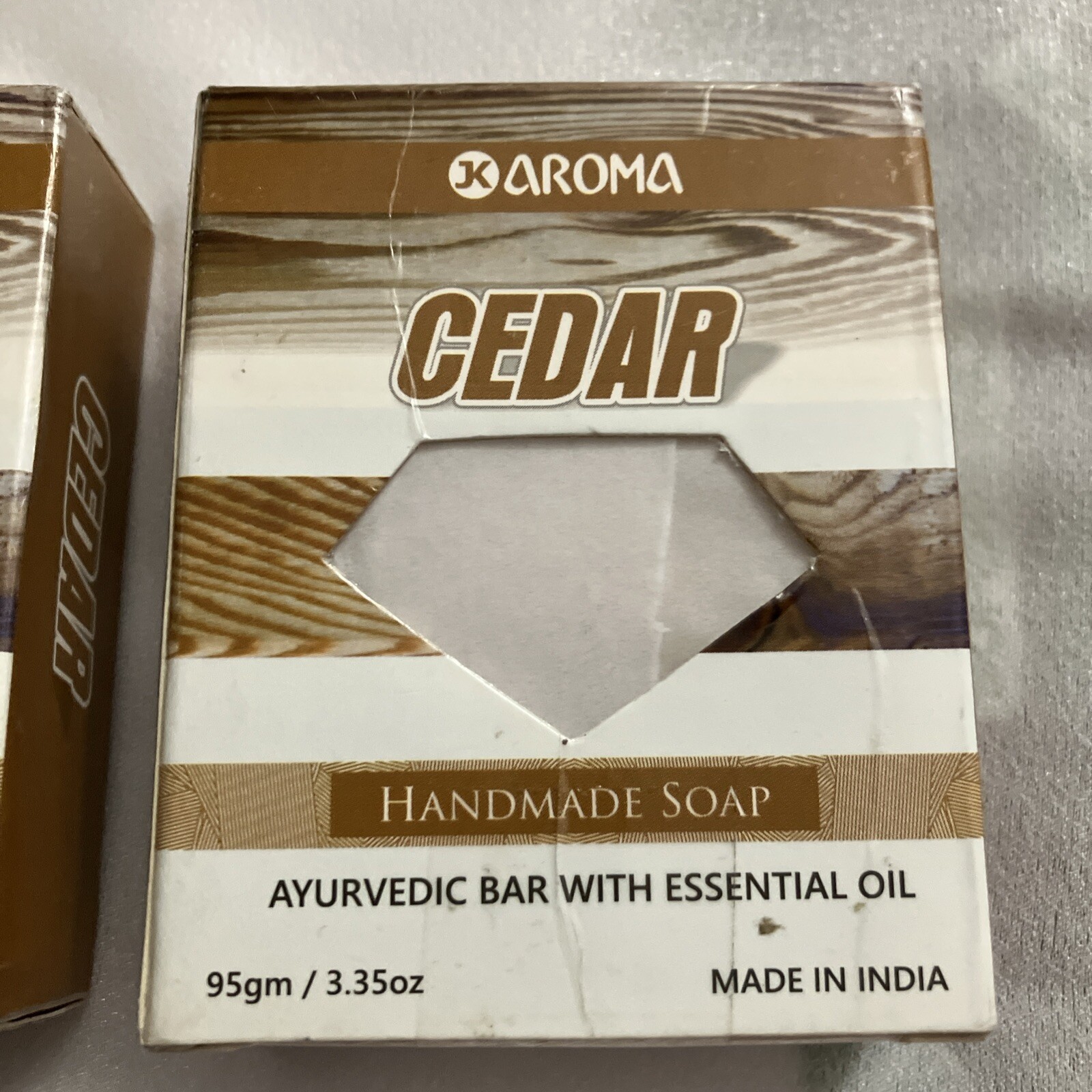 JK Aroma Soap Handmade Soap Cedar Scented RARE! 95 Gmail/3.35 oz. Bars X2