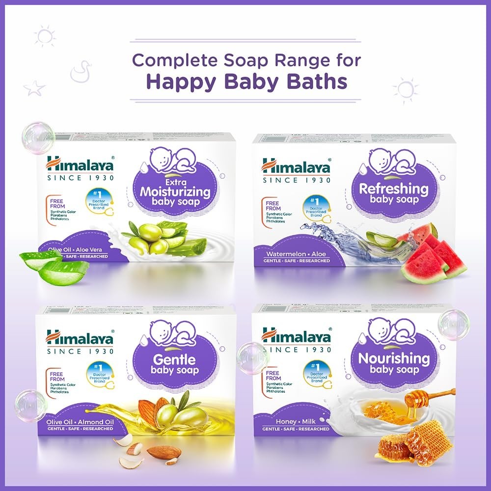 Himalaya Gentle Baby Soap 75g x 4 | Almond & Olive Oils | Doctor Recommended