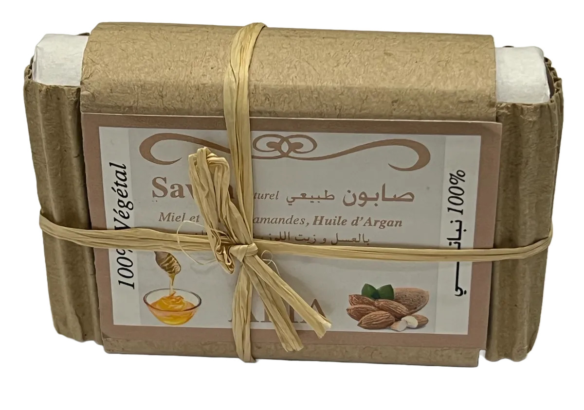 Argan, Honey & Almonds 100% All Natural Vegetal Soap – Made in Morocco – 100g