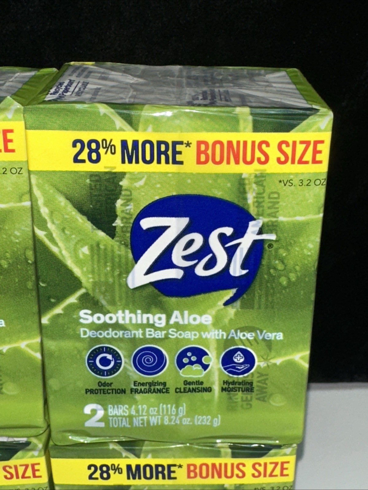 PACK OF 6 packages–Zest SOOTHING ALOE BAR SOAP 12 BARS TOTAL–Free Shipping