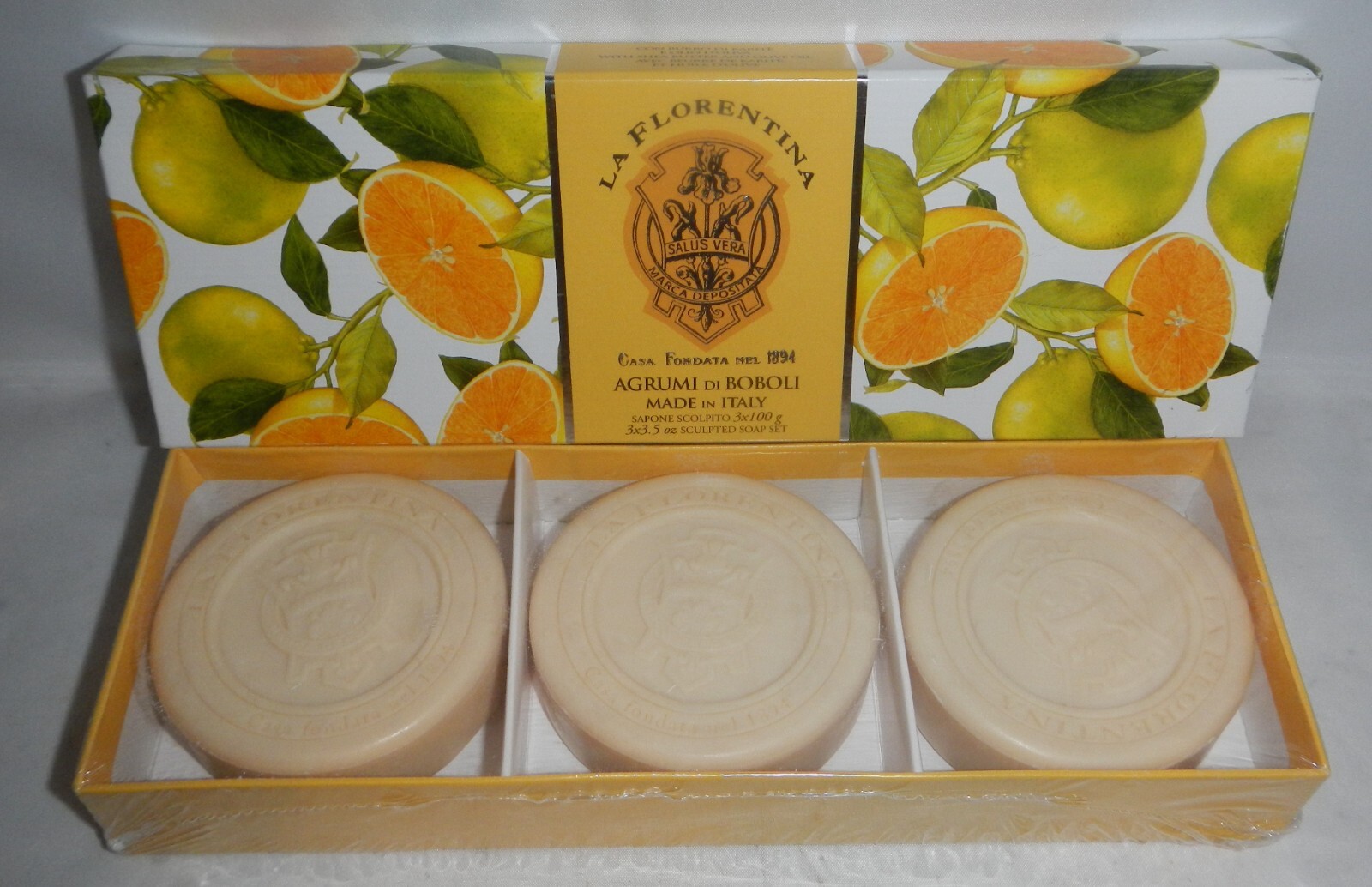 La Florentina Italy Agrumi di Boboli Citrus Scent 3 Pack Bar Soap 3×3.5oz