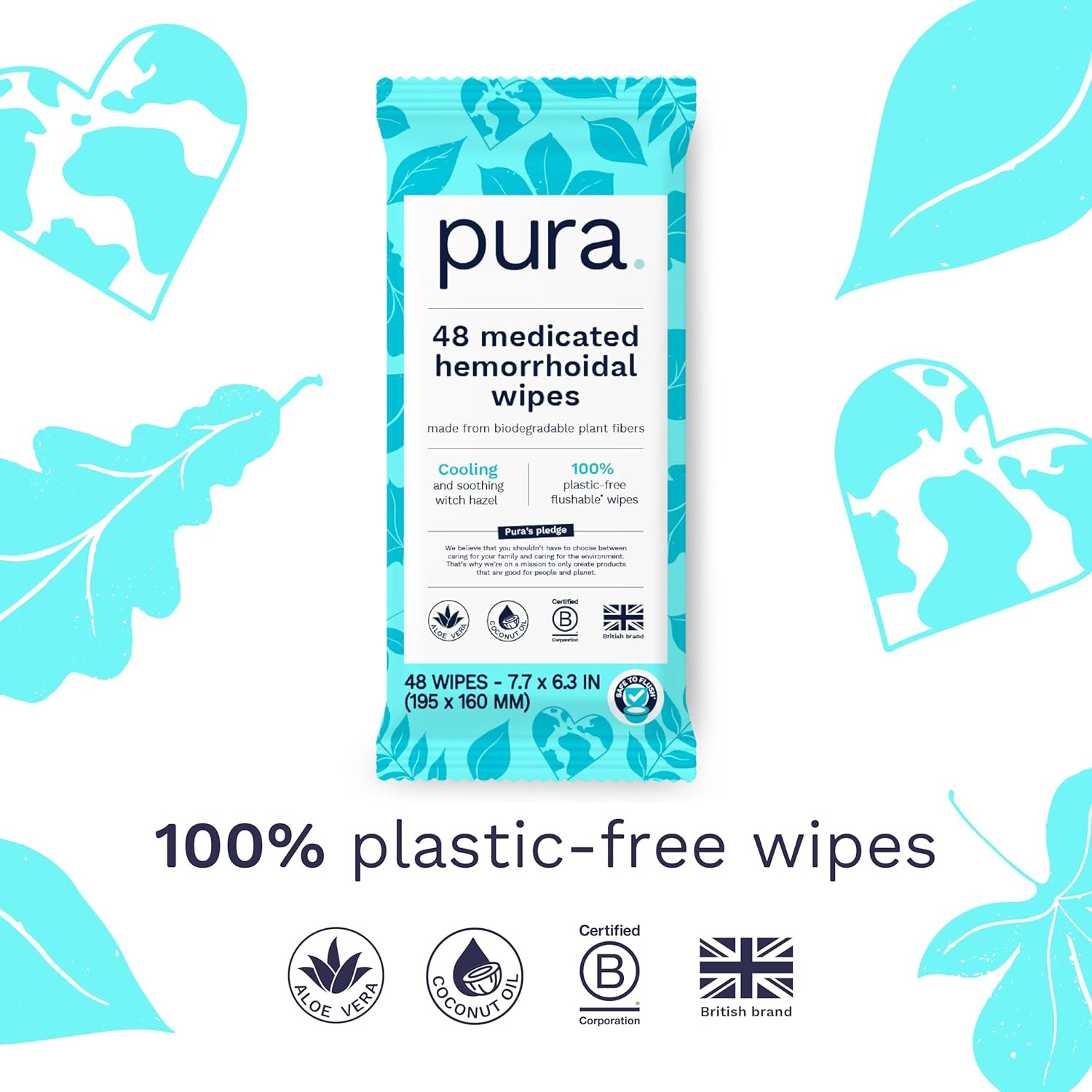 Pura XL Flushable Medicated Wipes for Hemorrhoid Relief, Extra-Large, Fragrance-