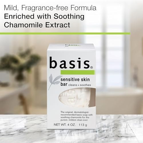 Basis Sensitive Skin Bar Soap Cleans and Soothes Pack of 6