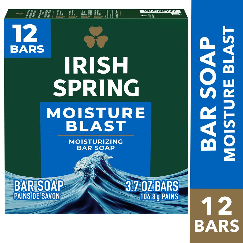 Bar Soap for Men, Moisture Blast Deodorant Bar Soap, 3.7 Oz, 12 Pack
