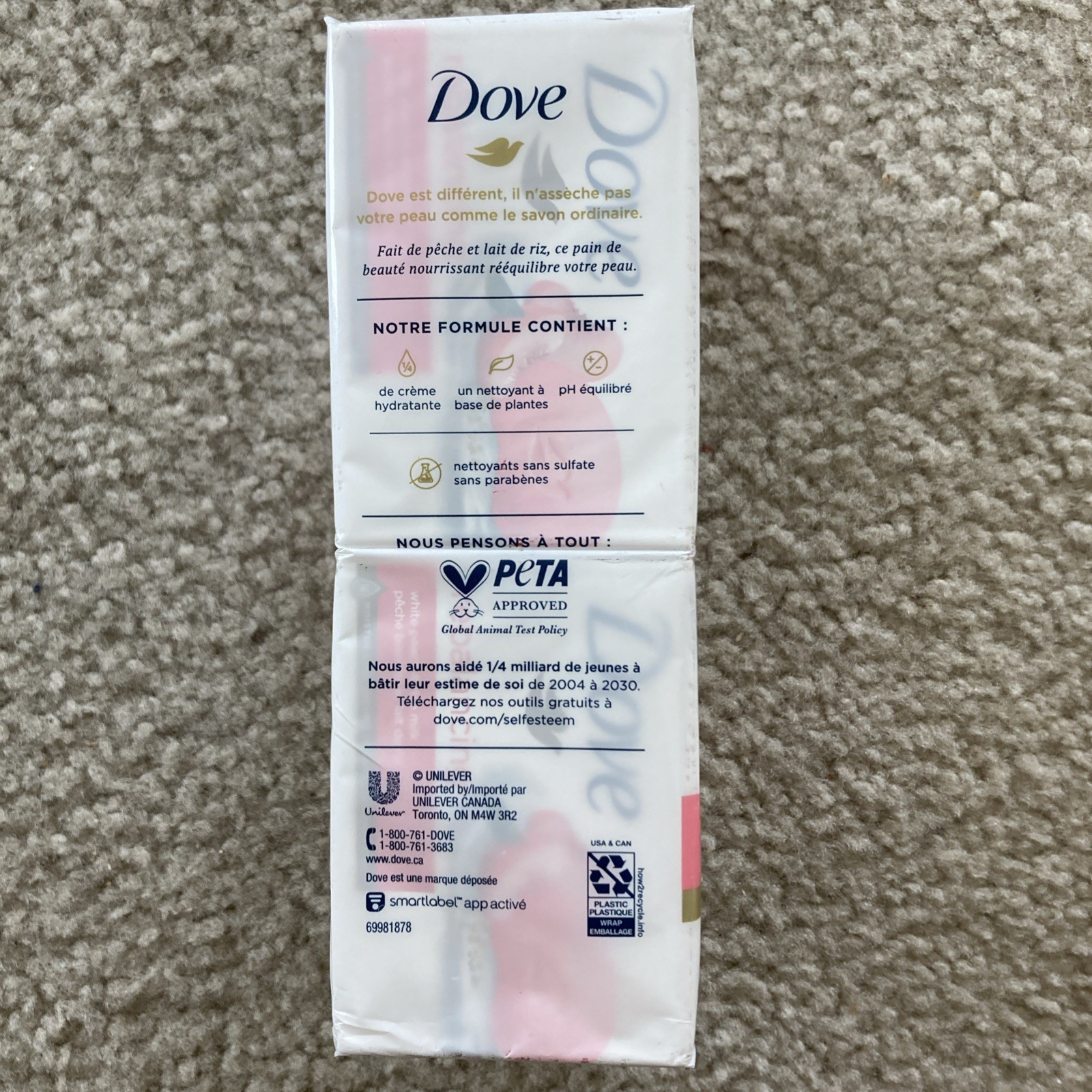 Dove Rebalancing White Peach & Rice Milk Scent, 3.75 oz (Pack of 6)