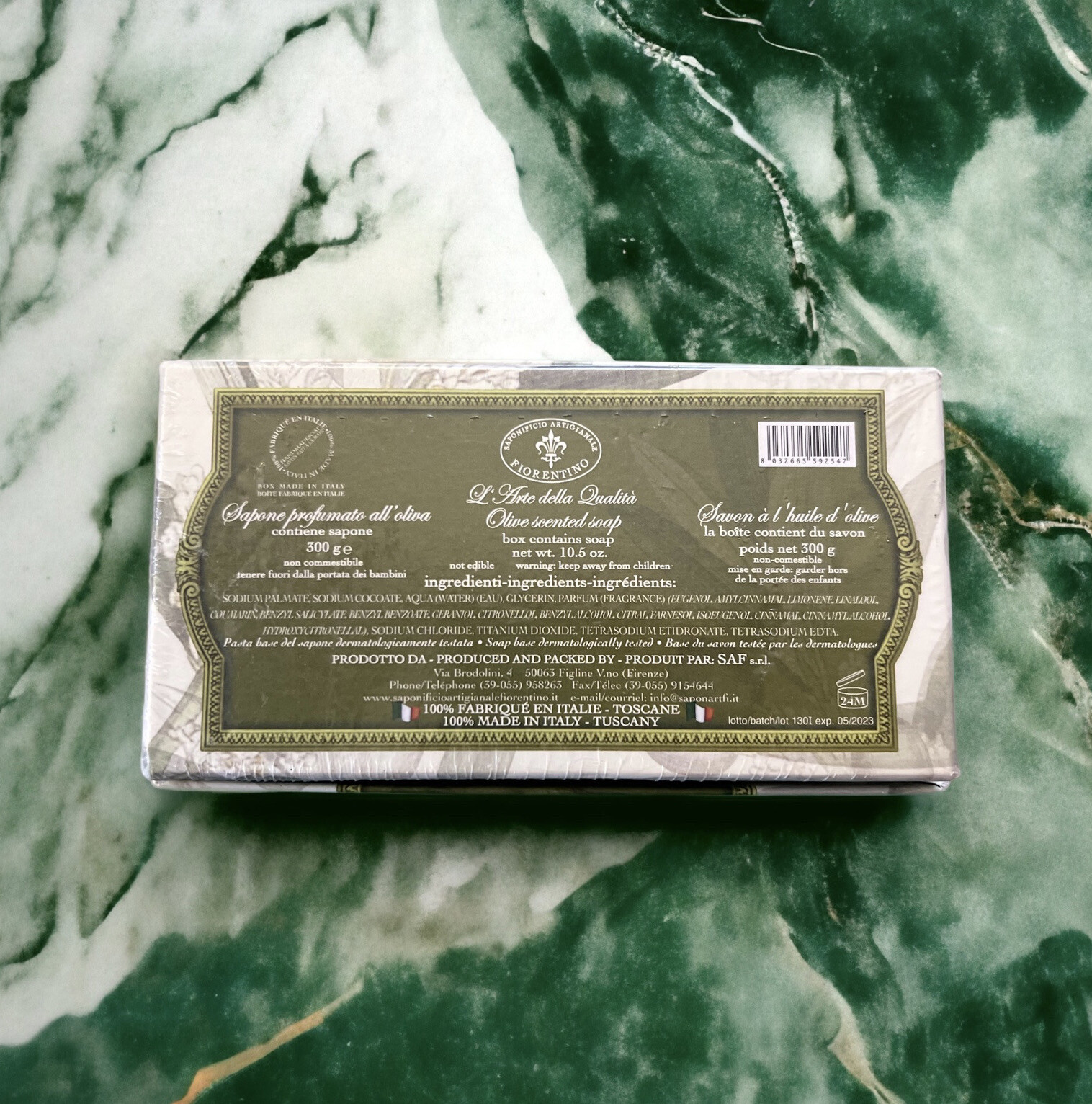 La Saponeria Firenze TUSCAN OLIVE Perfumed Vegetable Soap NEW 10.5 oz Italy
