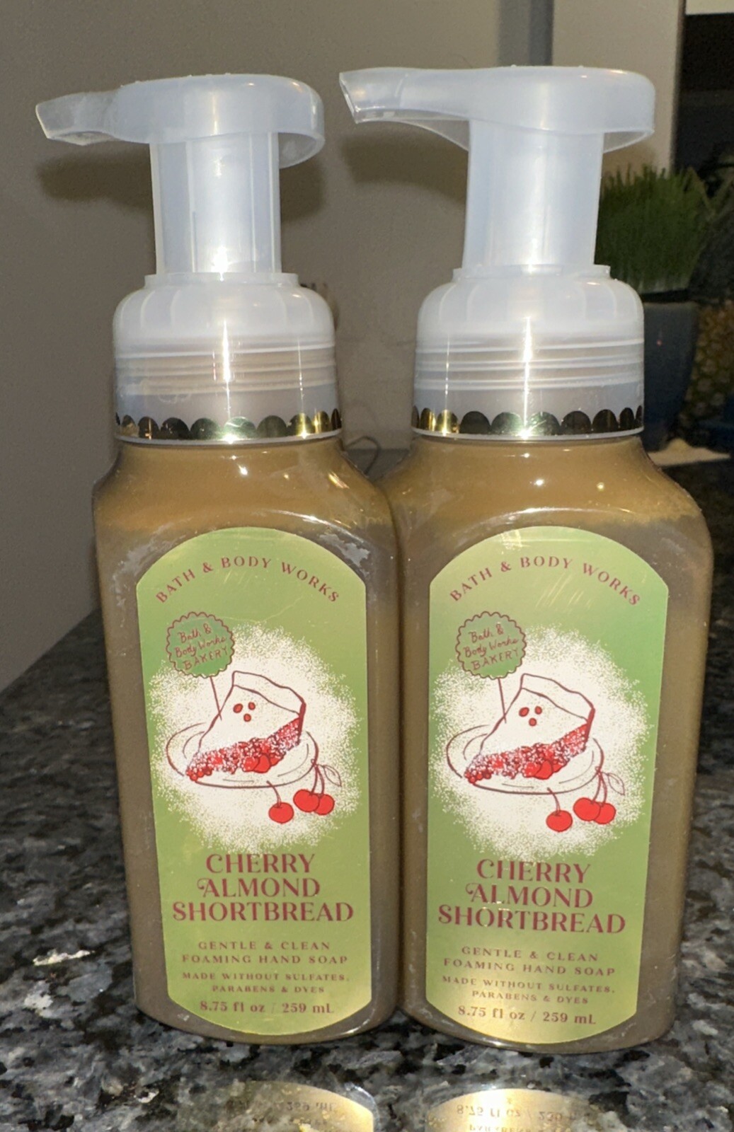 2 Bath Body Works CHERRY ALMOND SHORTBREAD Gentle Clean Foaming Hand Soap 8.75oz