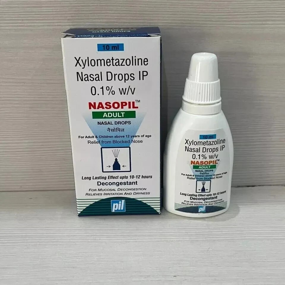 10X Nasopil Xylometazoline 0.1 Blocked Nose Relief for adult 10ml