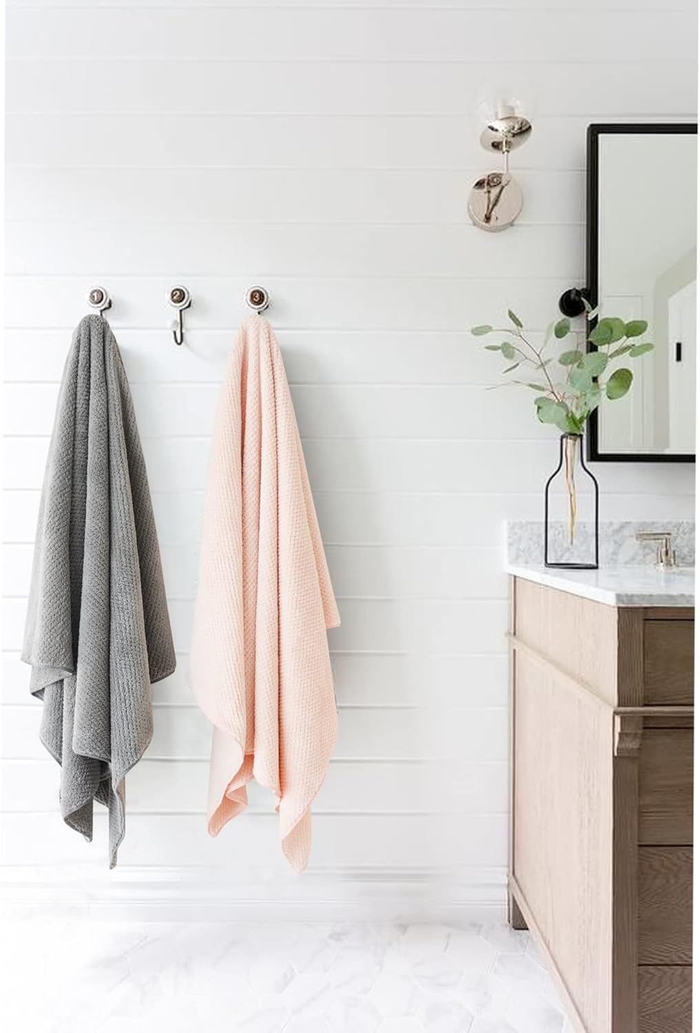 2 Packs Large Microfiber Hair Towels for Women, 27.5”*39.4”, Grey, Pink