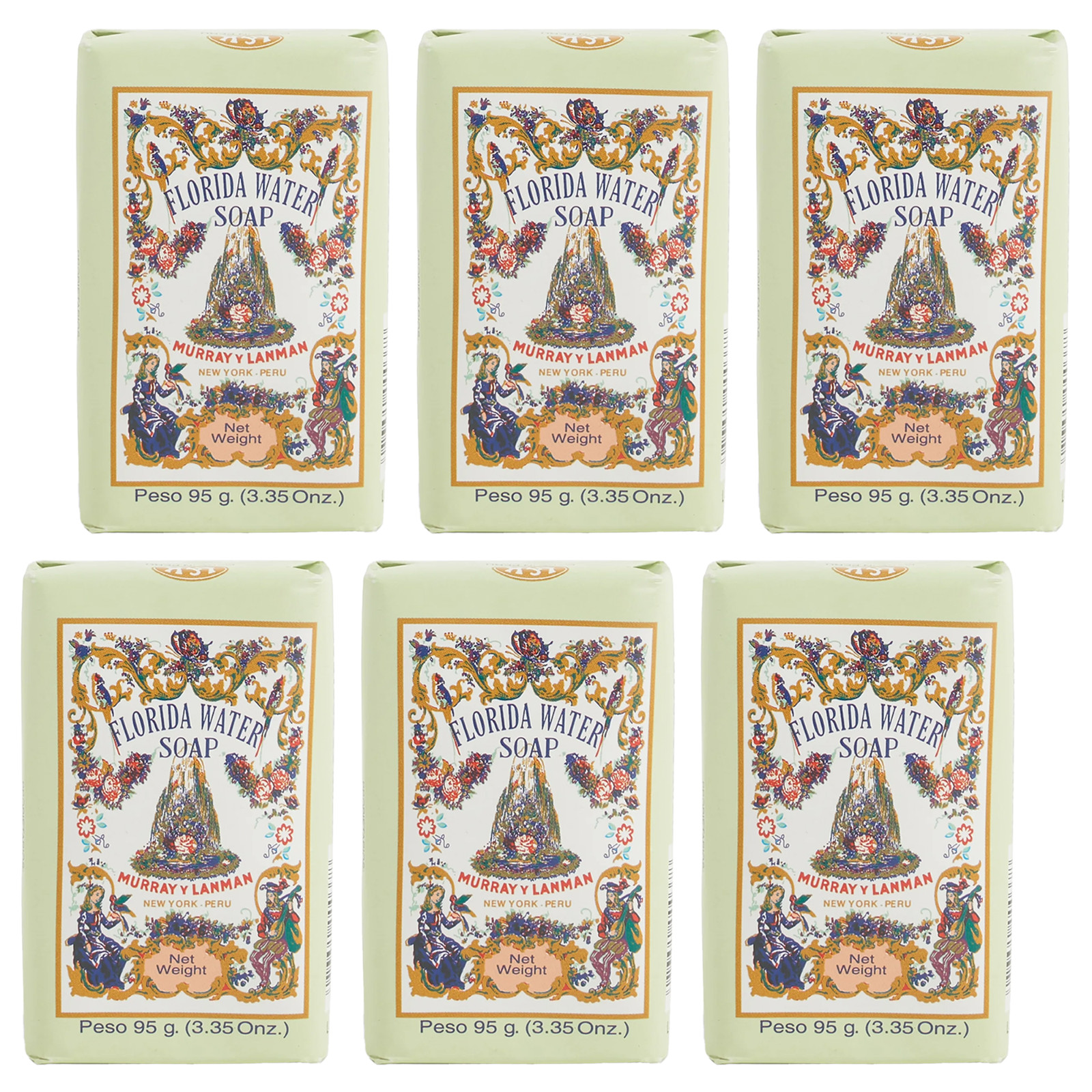 6 Pack – L&K Murray & Lanman & Kemp Florida Water Cologne New York, Florida Soap