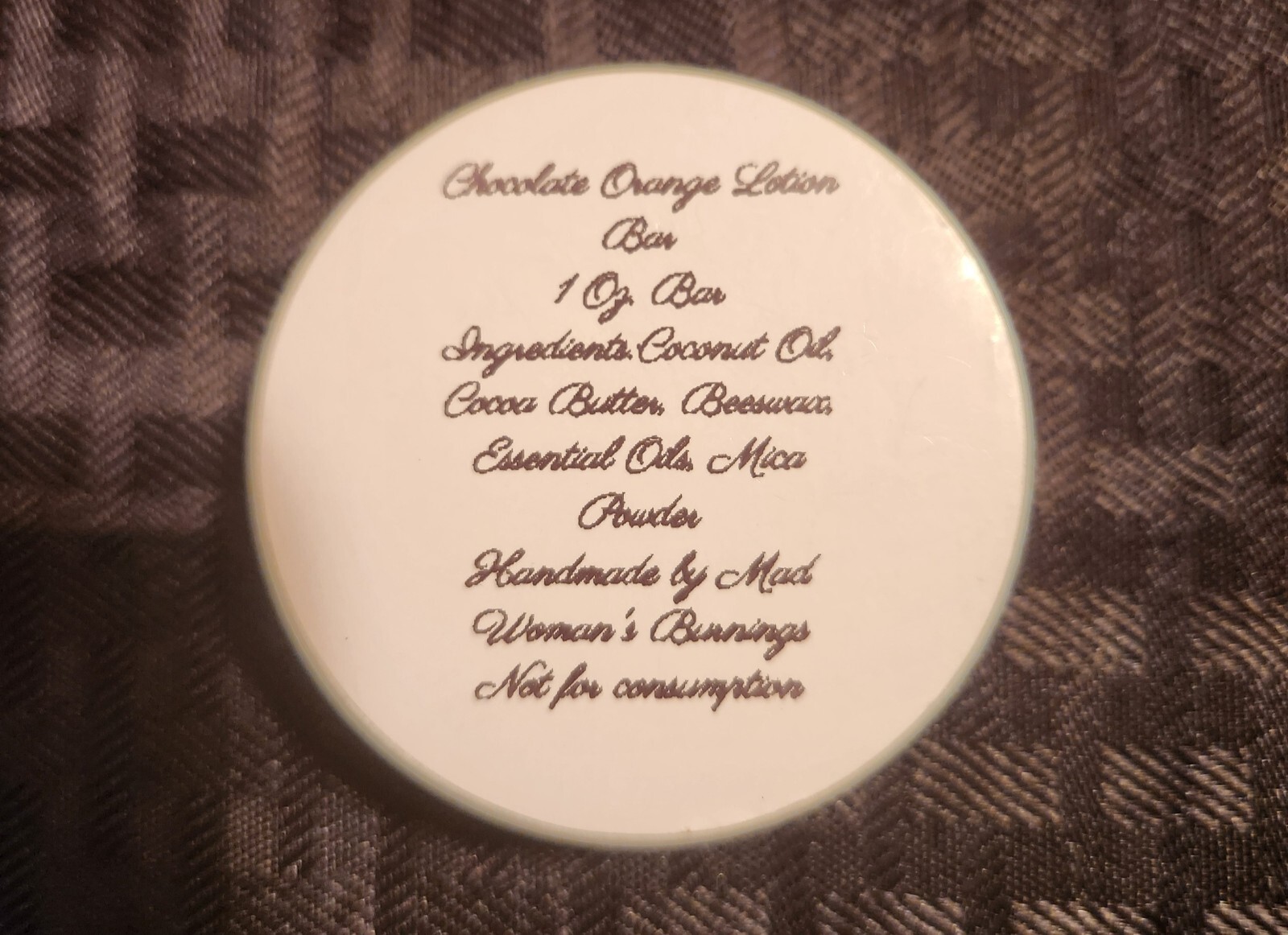 1 Oz Handmade Chocolate Orange Lotion Bar