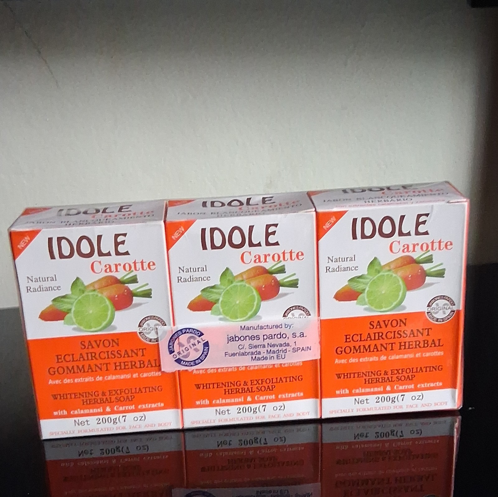 IDOLE Natural Radiance Carrot Herbal Soap Whitening Exfoliating Multipack 7oz