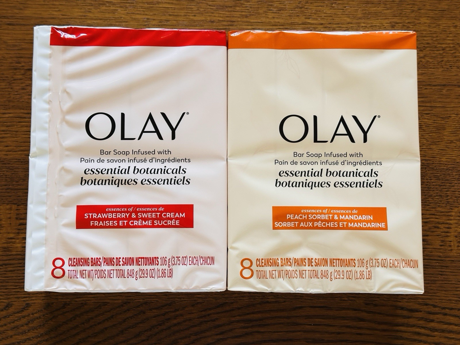 Olay Botanical Bar Soap 8 Strawberry & Sweet Cream and 8 Peach Sorbet & Mandarin