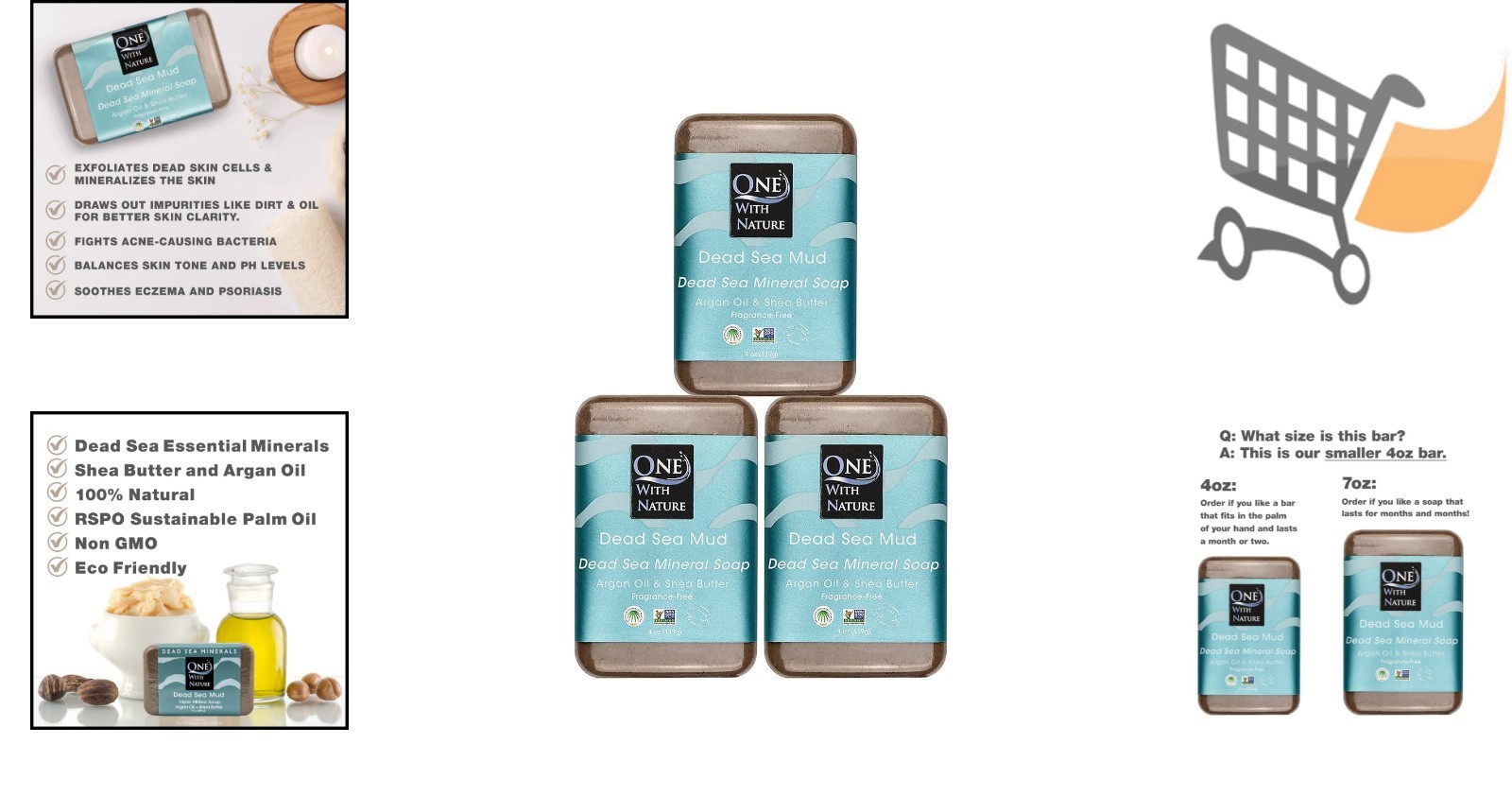 Dead Sea Mud Soap 4oz 3-Pack Purifying Exfoliating for Face and Body Men Women