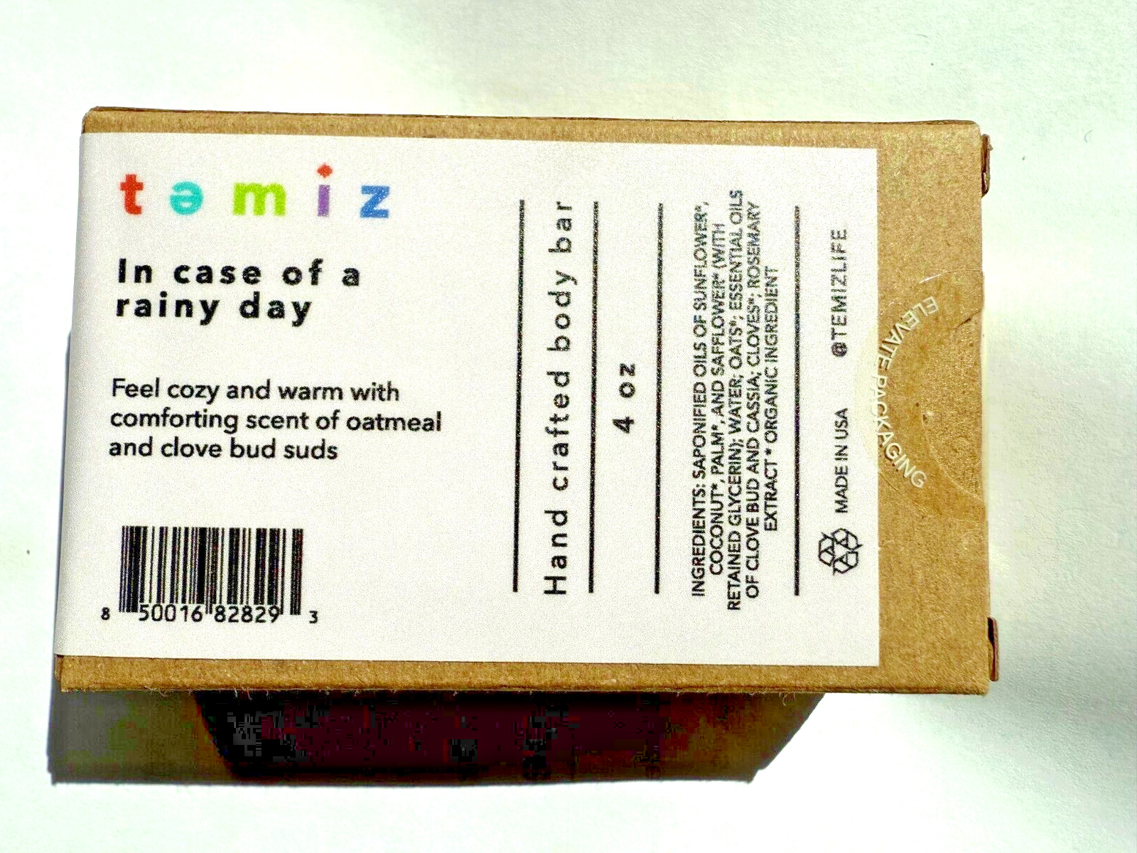 Temiz Hamam Hand Crafted Body Soap Bar Oatmeal Clover Spice Bar 4oz.