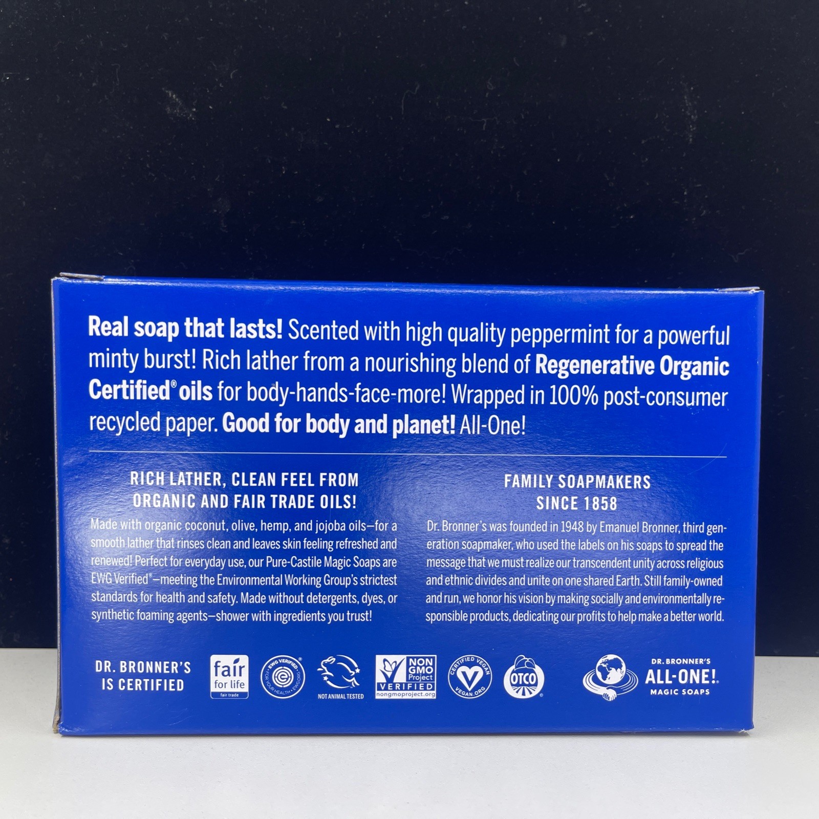 Dr. Bronner’s All-One Pure-Castile Peppermint Magic Bar Soap 6-Pack 5 oz Bars