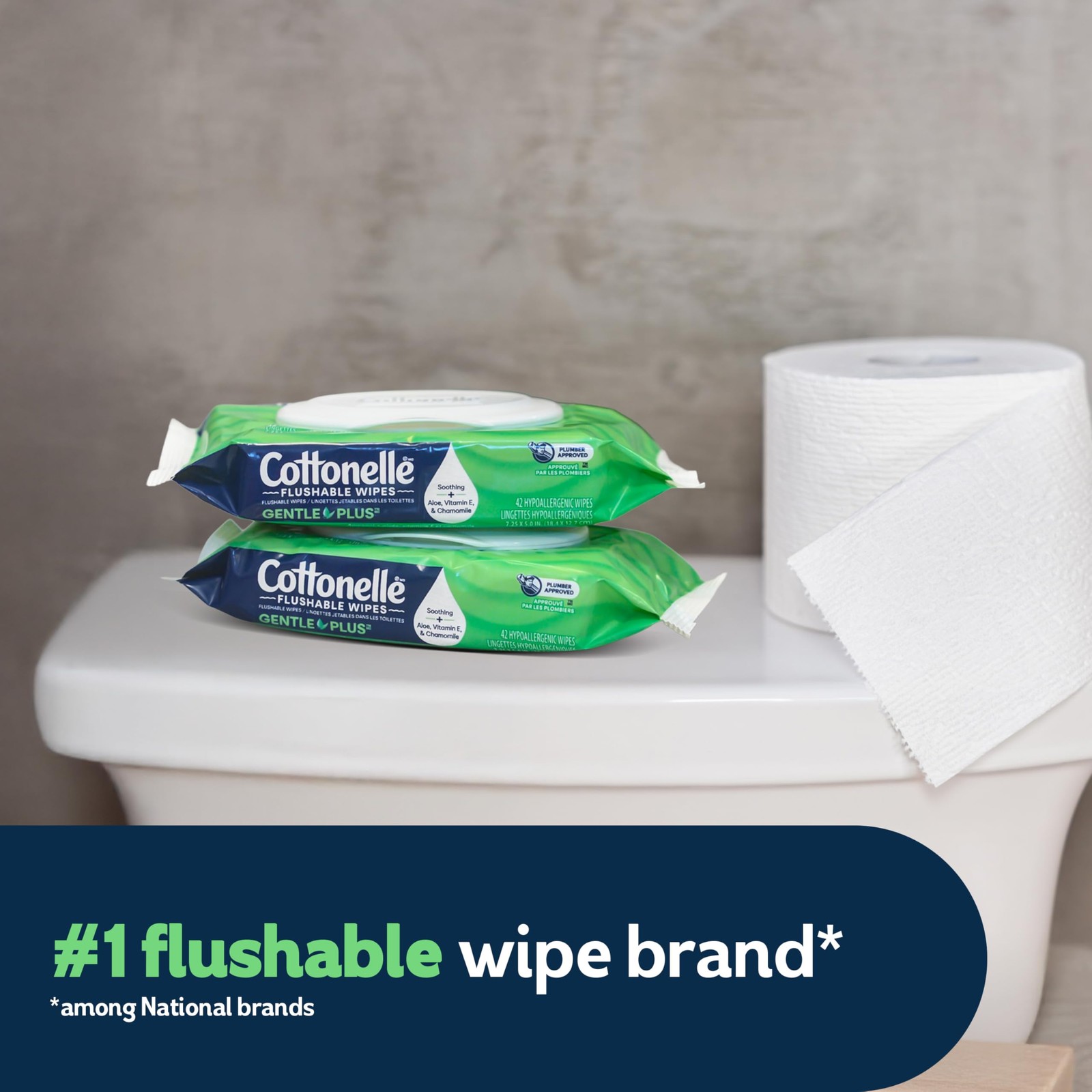 Cottonelle GentlePlus Flushable Wet Wipes with Aloe & Vitamin E, 8 Flip-Top Pack