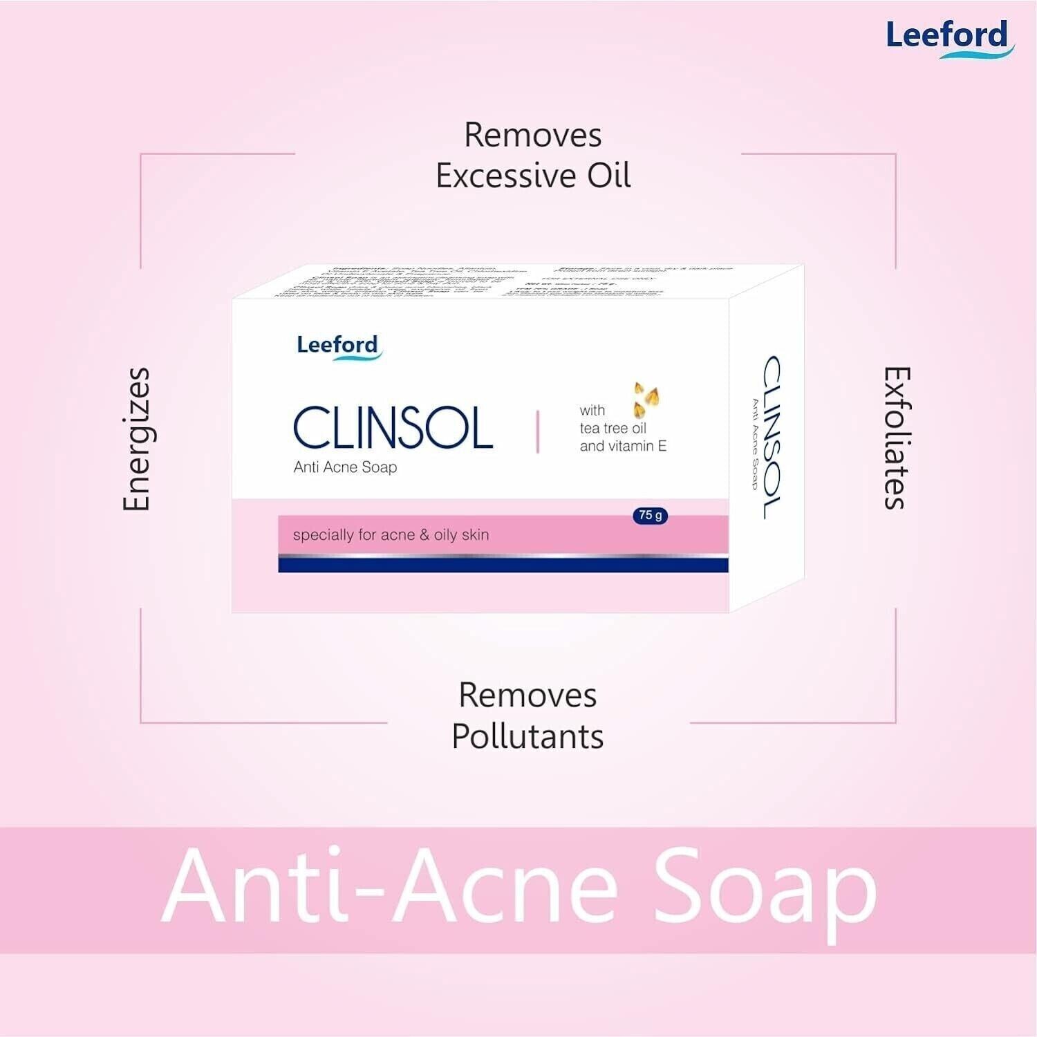 CLINSOL SOAP PACK OF 10 (75G EACH) BEST FOR ACNE & OILY SKIN ENRICHED TEA TREE