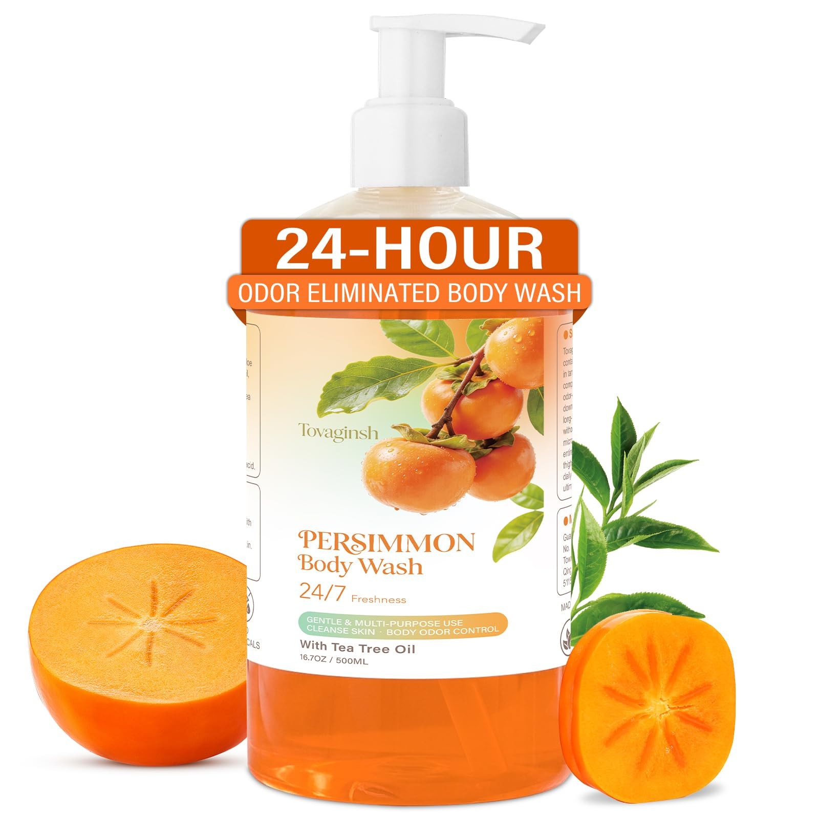 tovaginsh 16.7 Fl Oz Persimmon Body Wash for (Pack of 1), orange