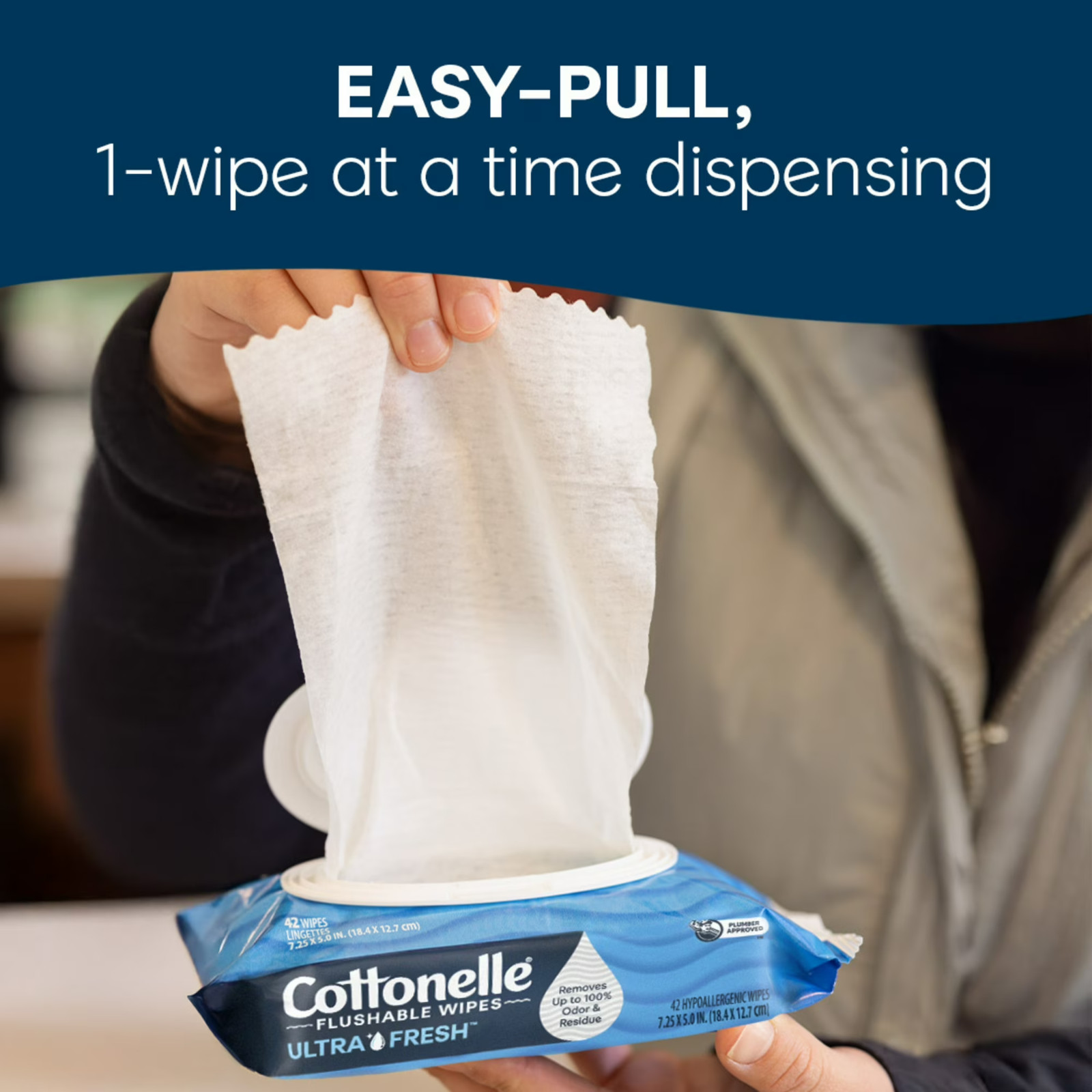 Cottonelle FreshFeel Flushable Wet Wipes for Adults and Kids, 8 Flip-Top Packs