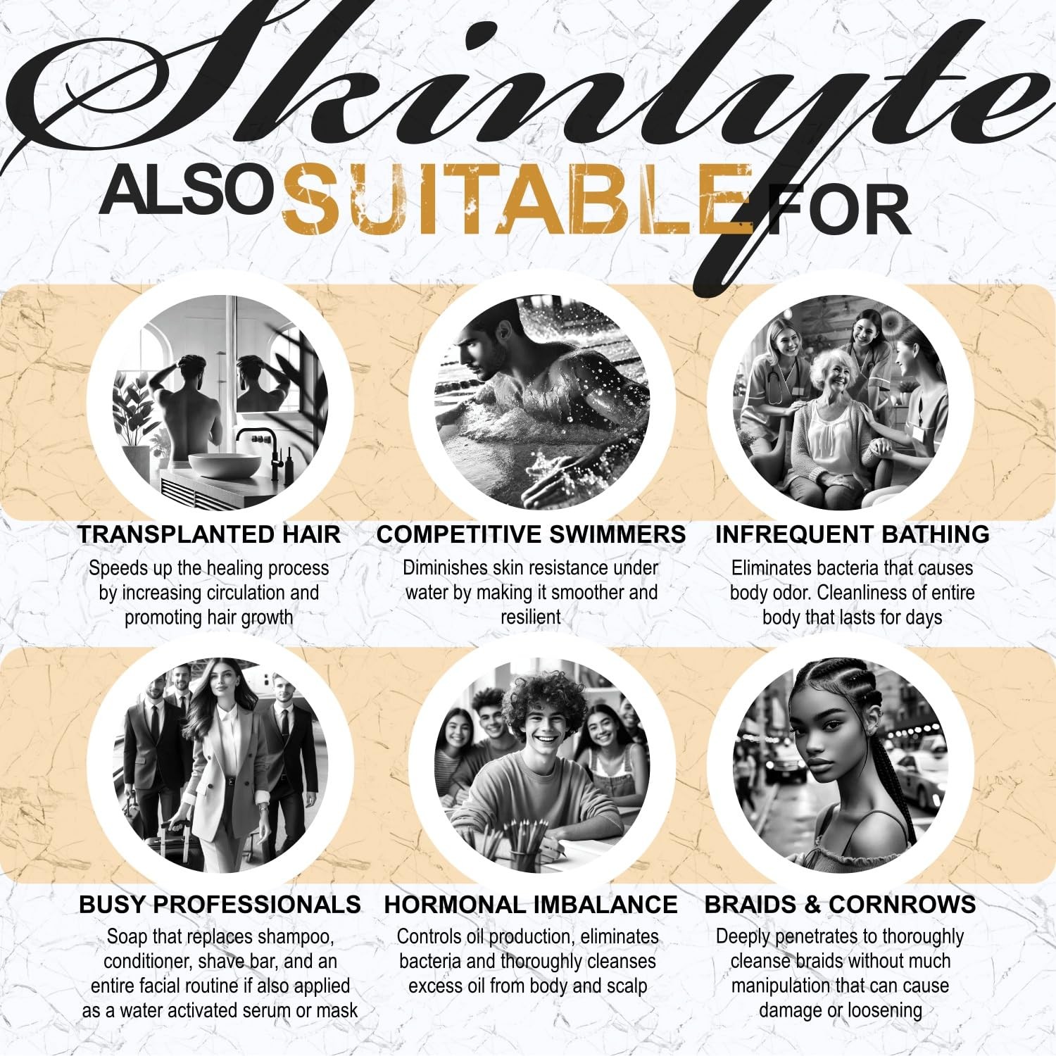 SKINLYTE Natural Hair & Body Soap Bar with Keratin Collagen Peptides 8 oz