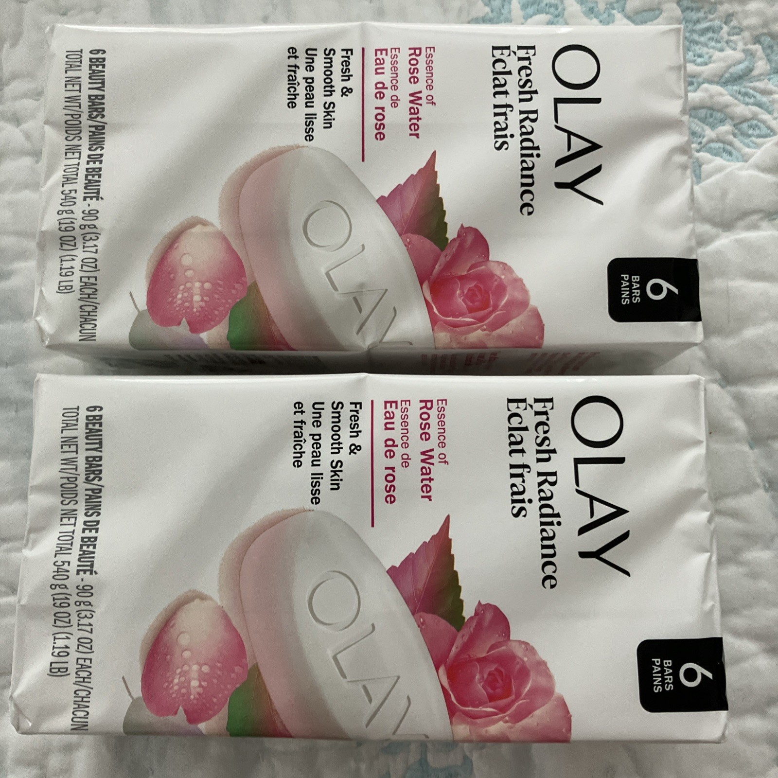 OLAY Fresh Radiance Rose Water Beauty Bar Soap, 2 packs @ 6 bars – 12 bars