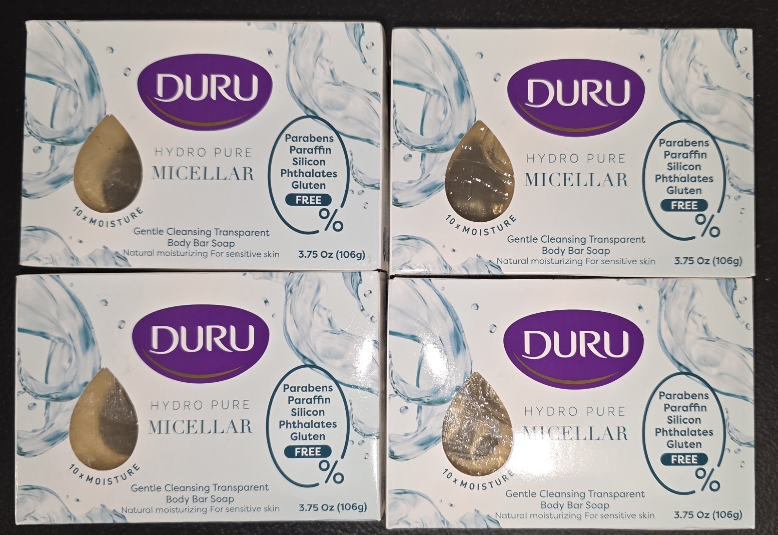 Lot Of 4 Duru Hydro Pure Micellar Gentle Cleansing Body Bar Soap 3.75 oz 07/2028