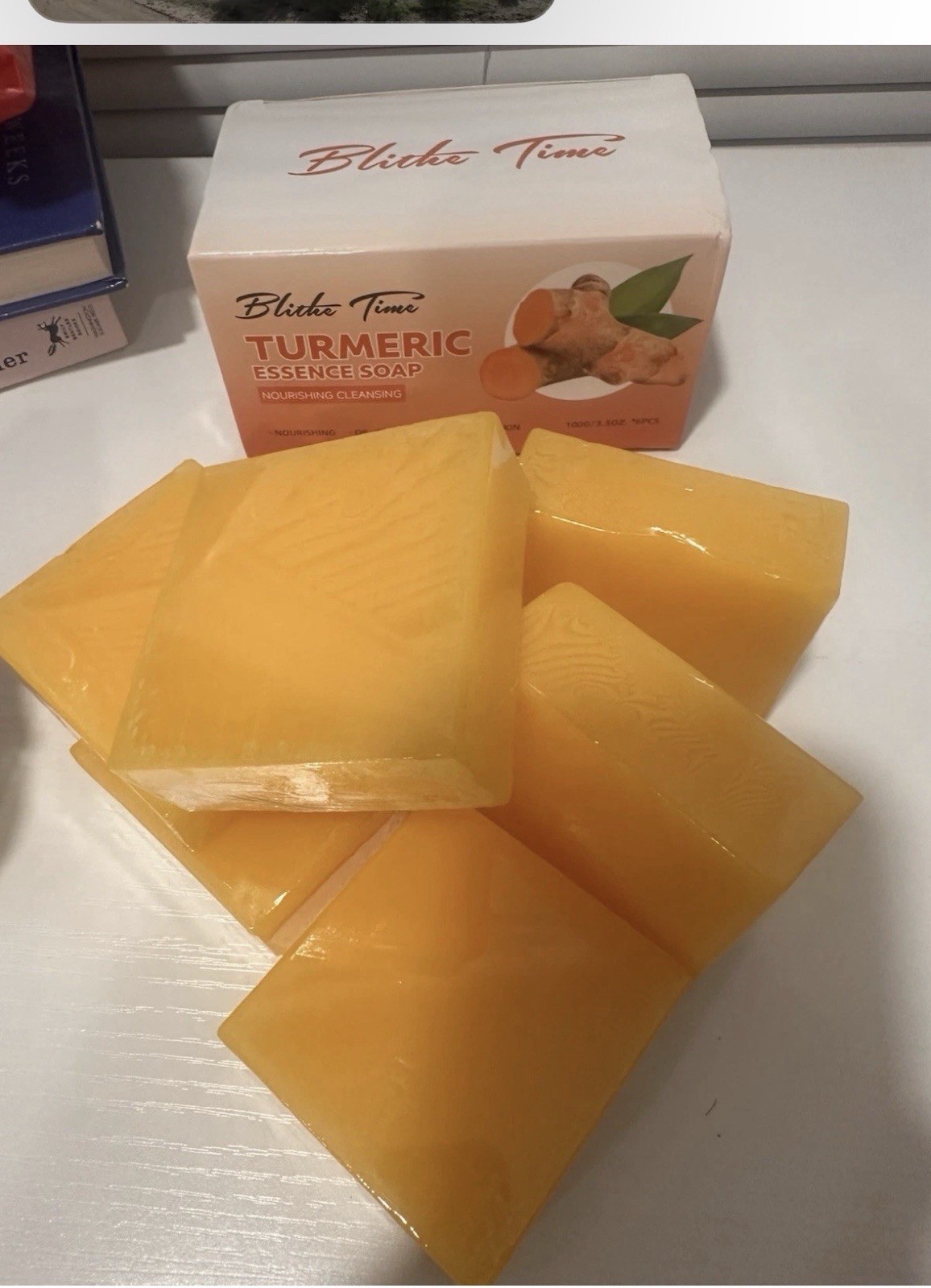 Blithe Time Turmeric Essence Soap Bar Turmeric Scent Nourishing 3.5 oz 6Pcs