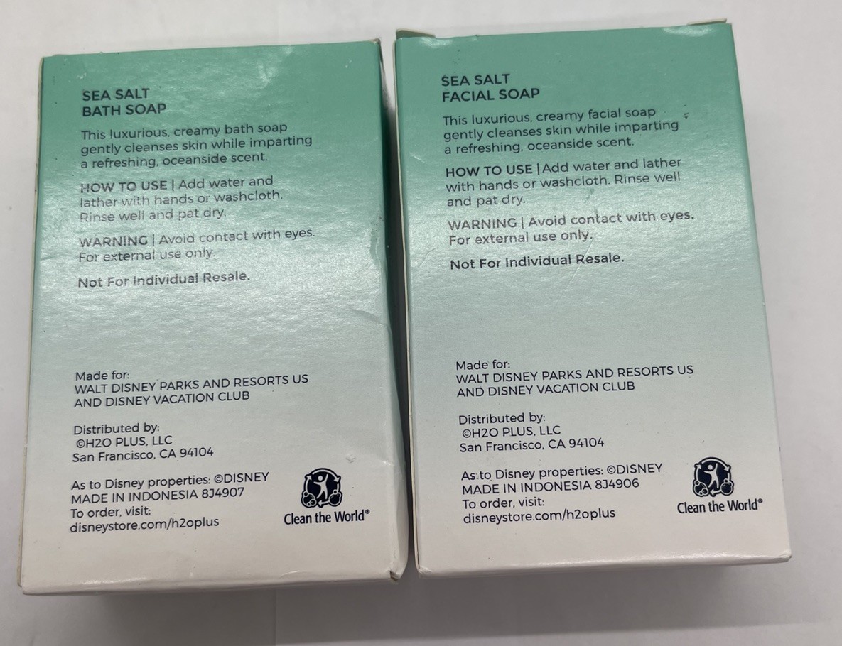 H2O+ Sea Salt Bath/Facial Soap 1.5 oz Lot of 2 Disney Resorts New Sealed
