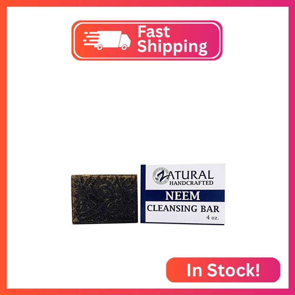Zatural Neem Cleansing Bar – 100% Plant-Based Neem Oil Soap for Face and Body –